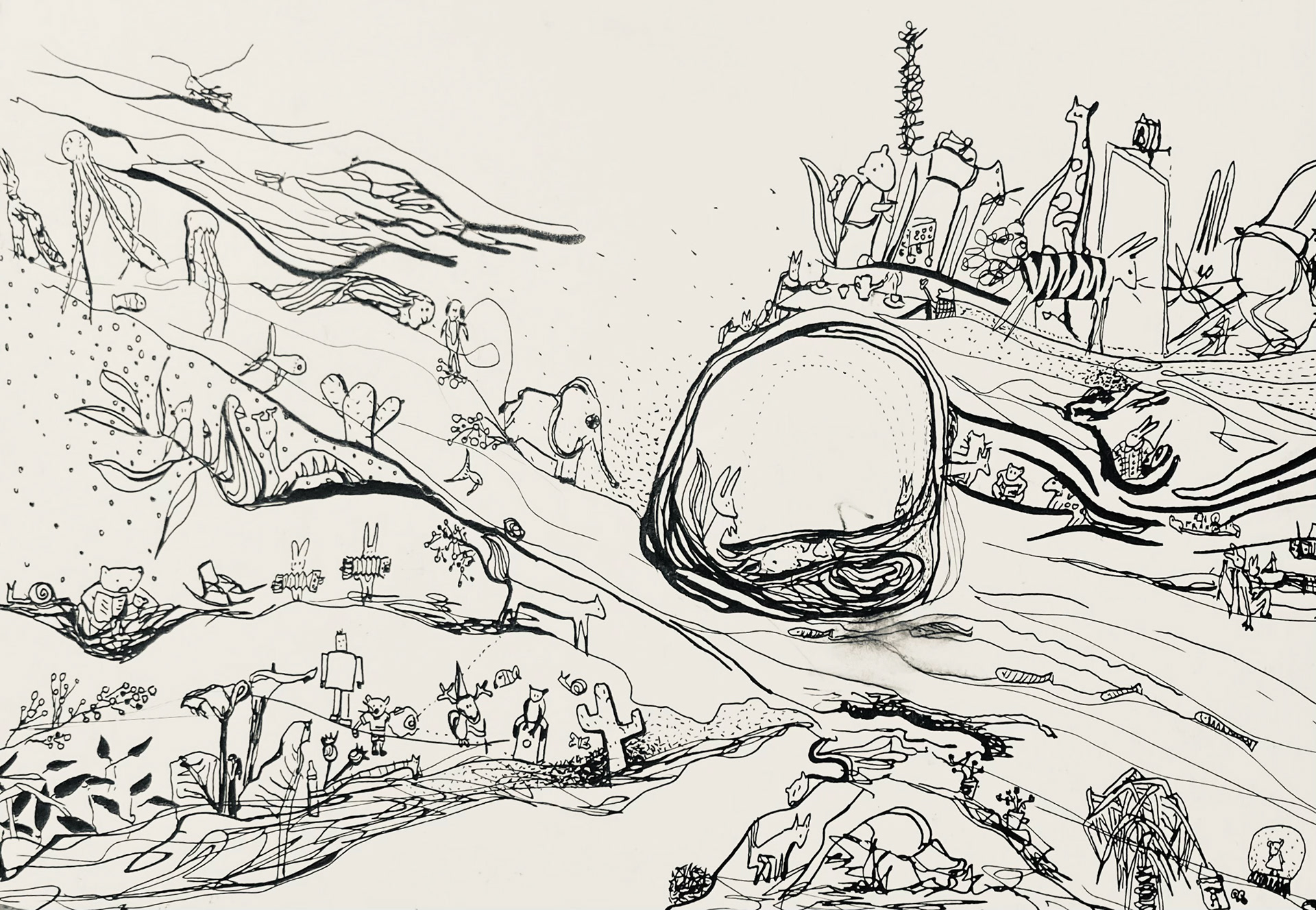 cuentos para dormir 2, tinta sobre papel, 18 x 25 cm