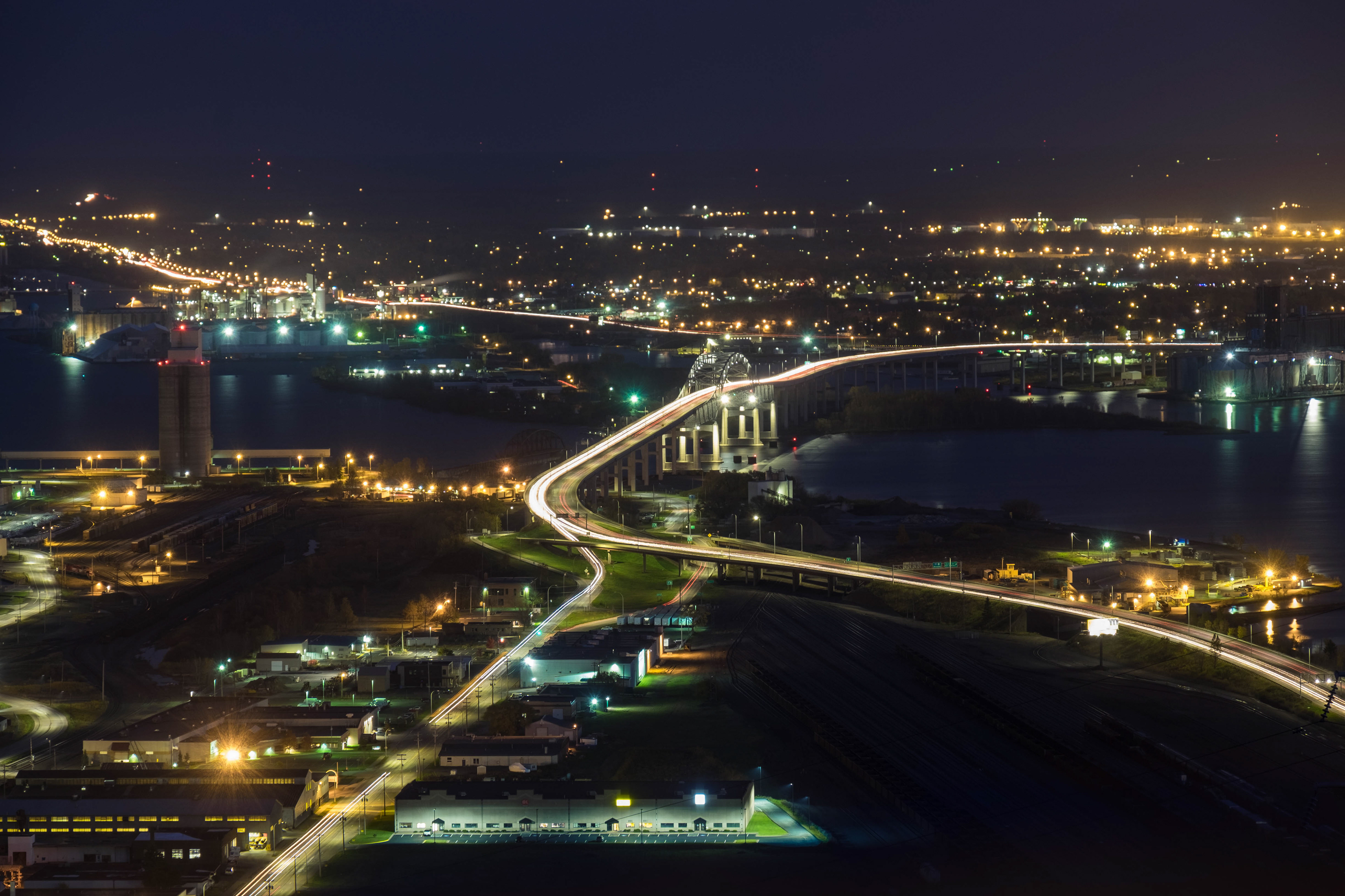 night view of Duluth Minnesota from Enger Tower