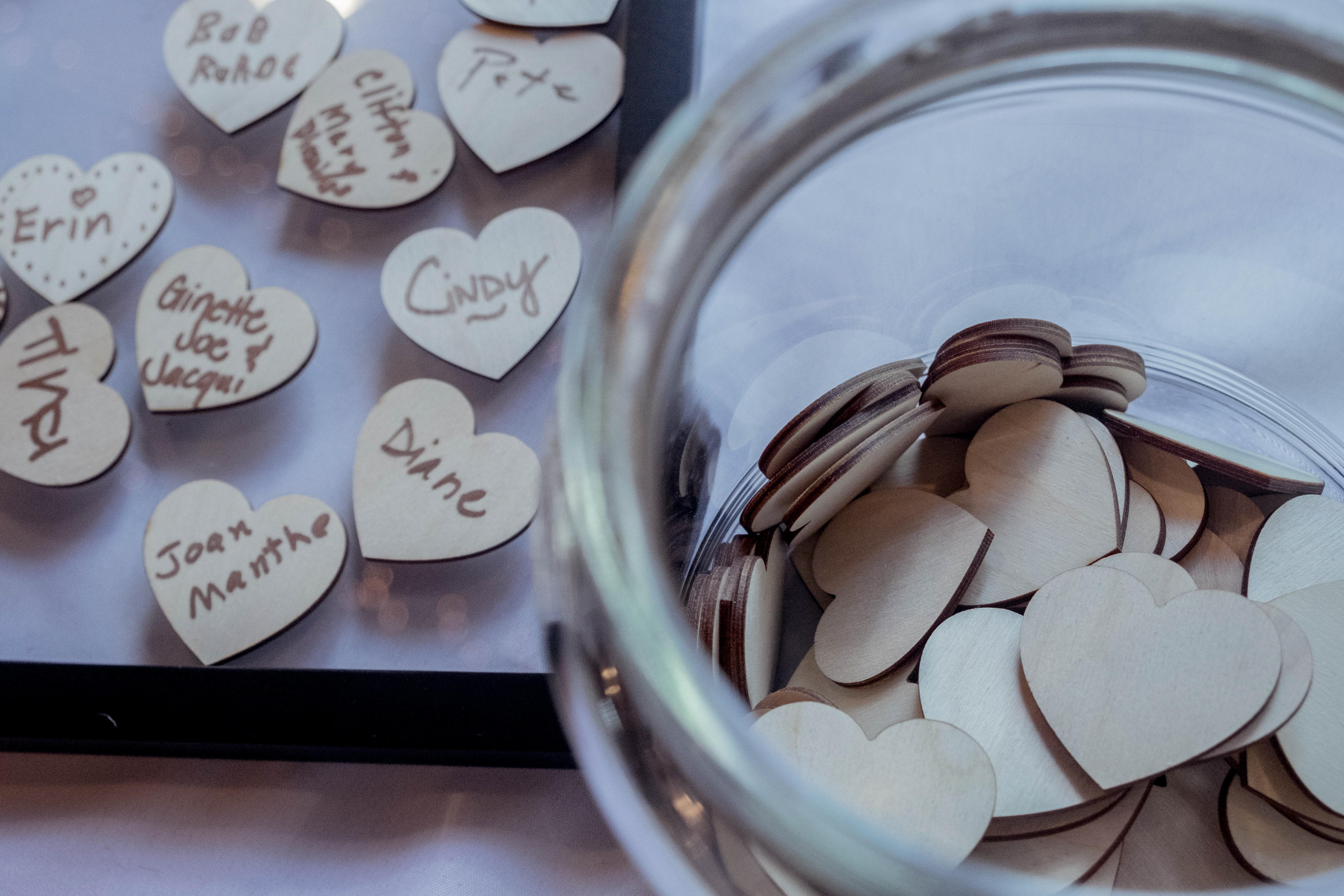 party guest list wooden hearts