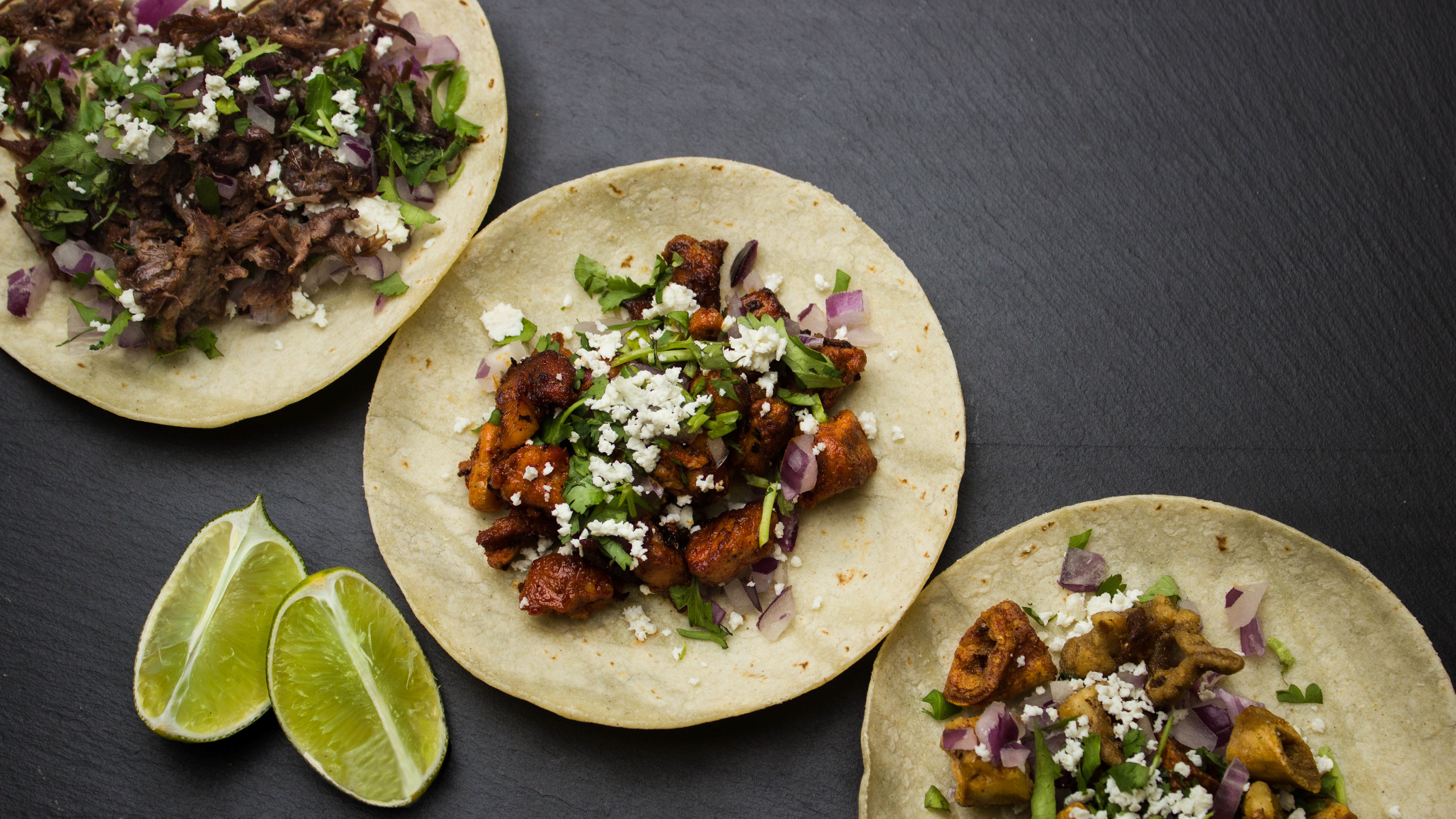 mexican street tacos overhead view 