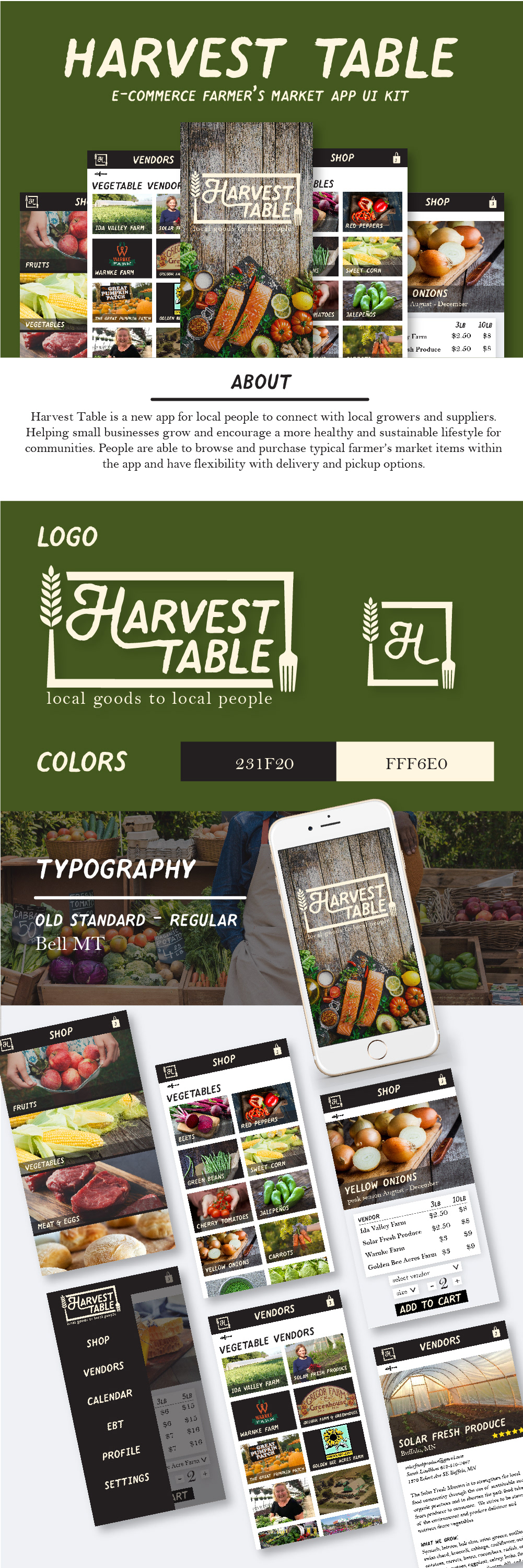 Harvest Table farmers market e-commerce app ui kit
