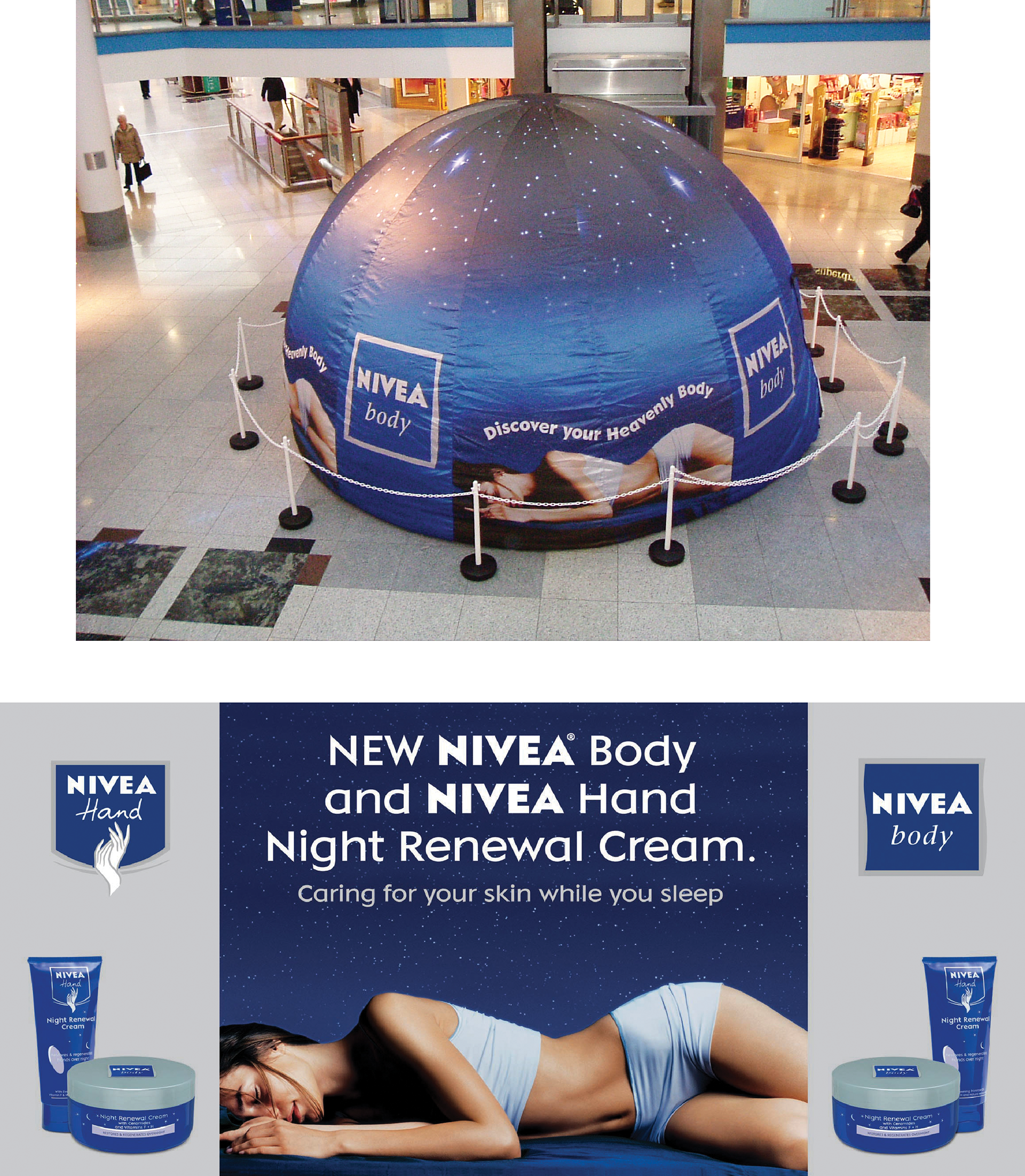 Nivea experiential and print campaign. Silver Award winner Experiential Awards.Art direction, copy, design.