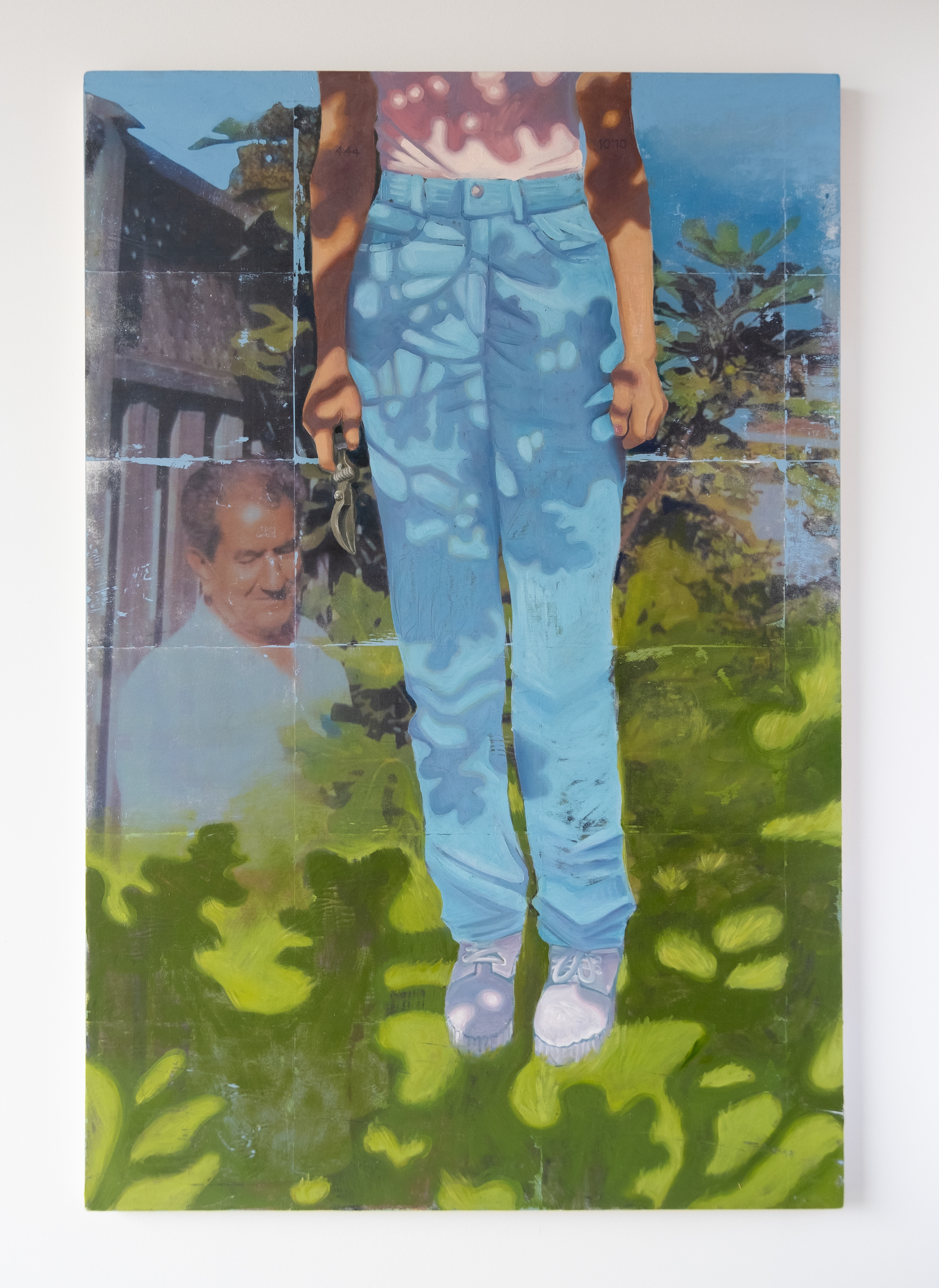 I’ll Prune the Fig Tree, 2024 Oil Paint & Image Transfer on Birch Panel 32” x 48”