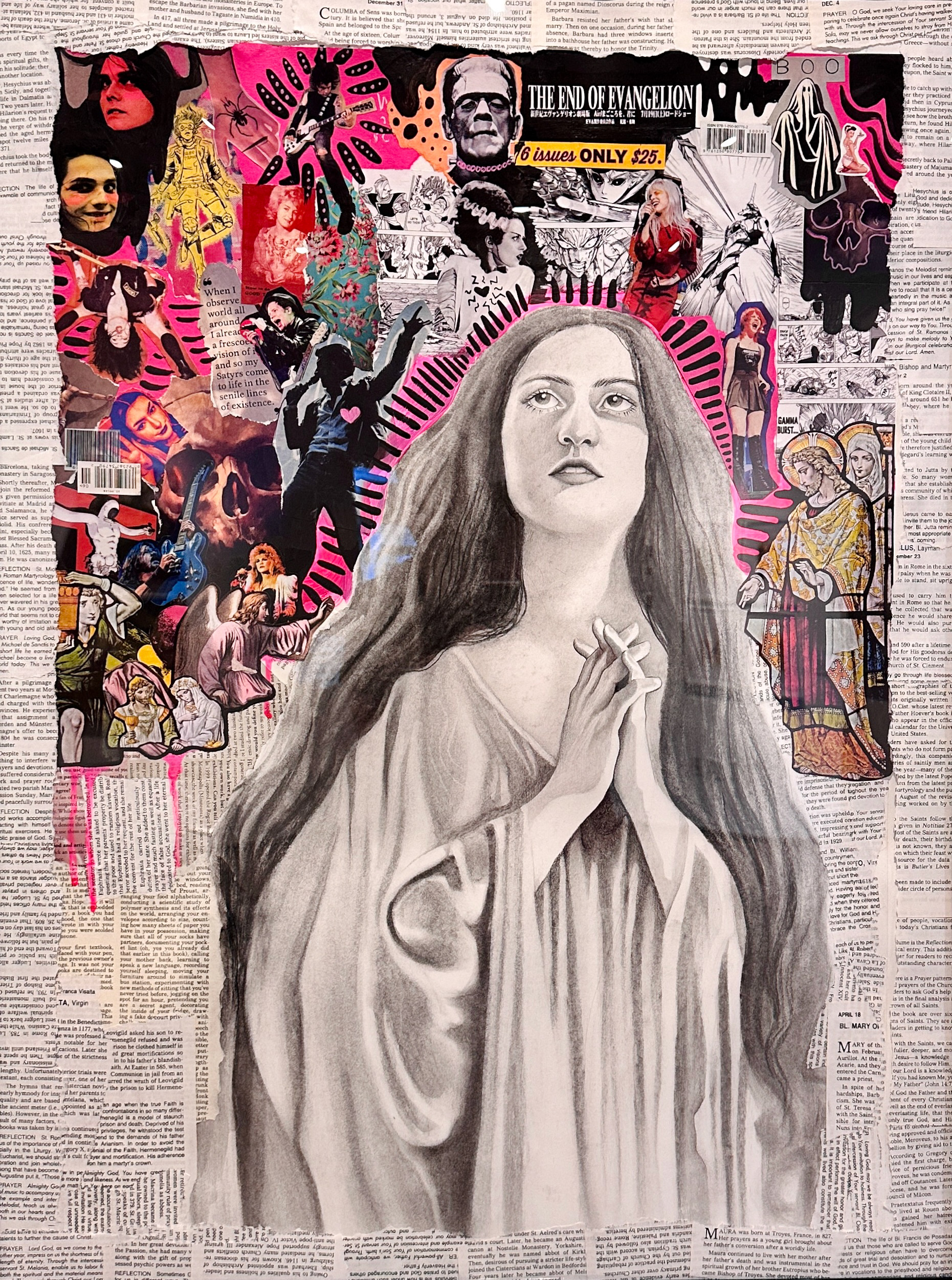 Idol Worship, 2021-2023. Mixed Media on Stonehenge Paper. 22” x 30”