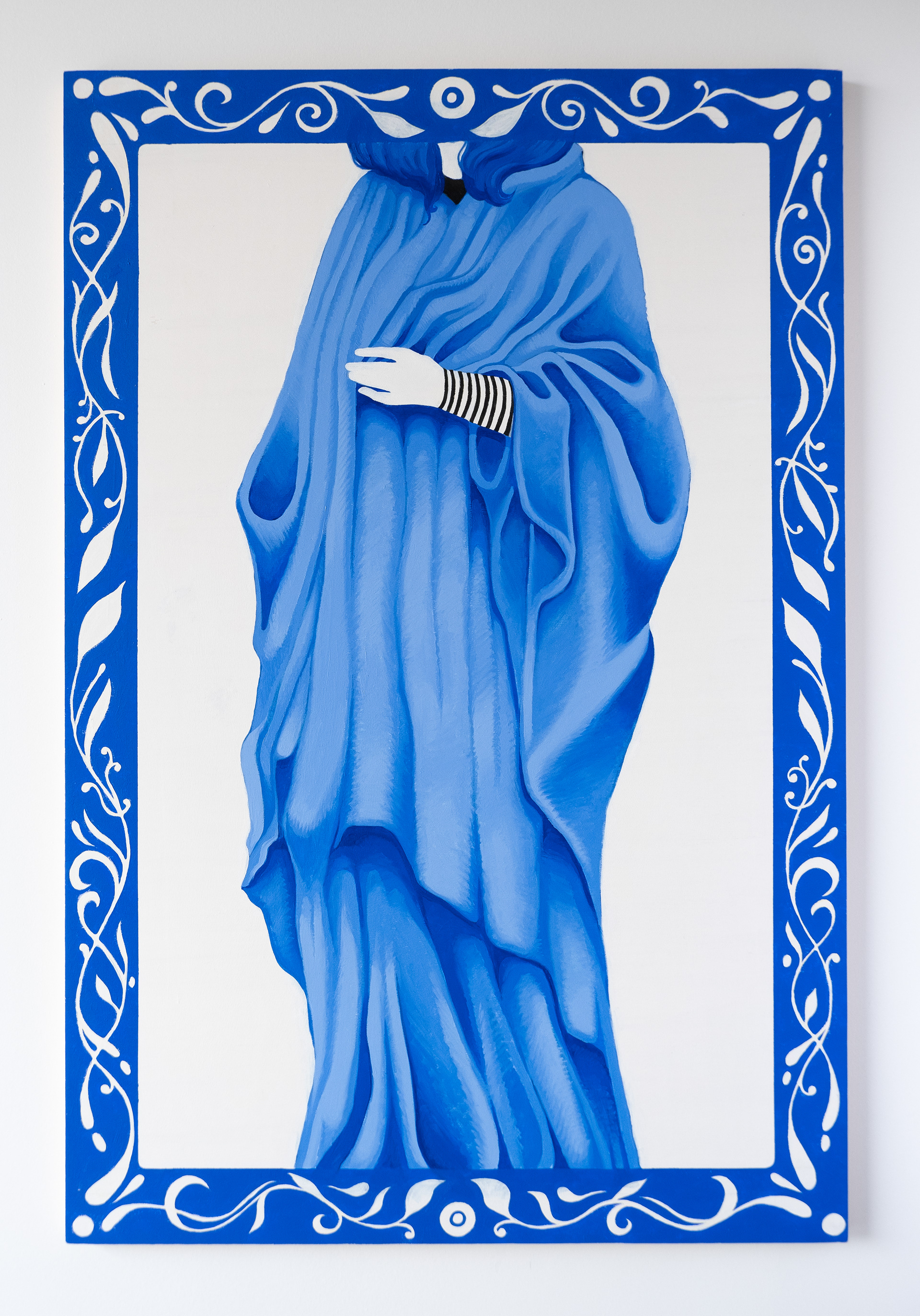Cloaked. 2024, Oil on Wooden Panel. 32" x 48"