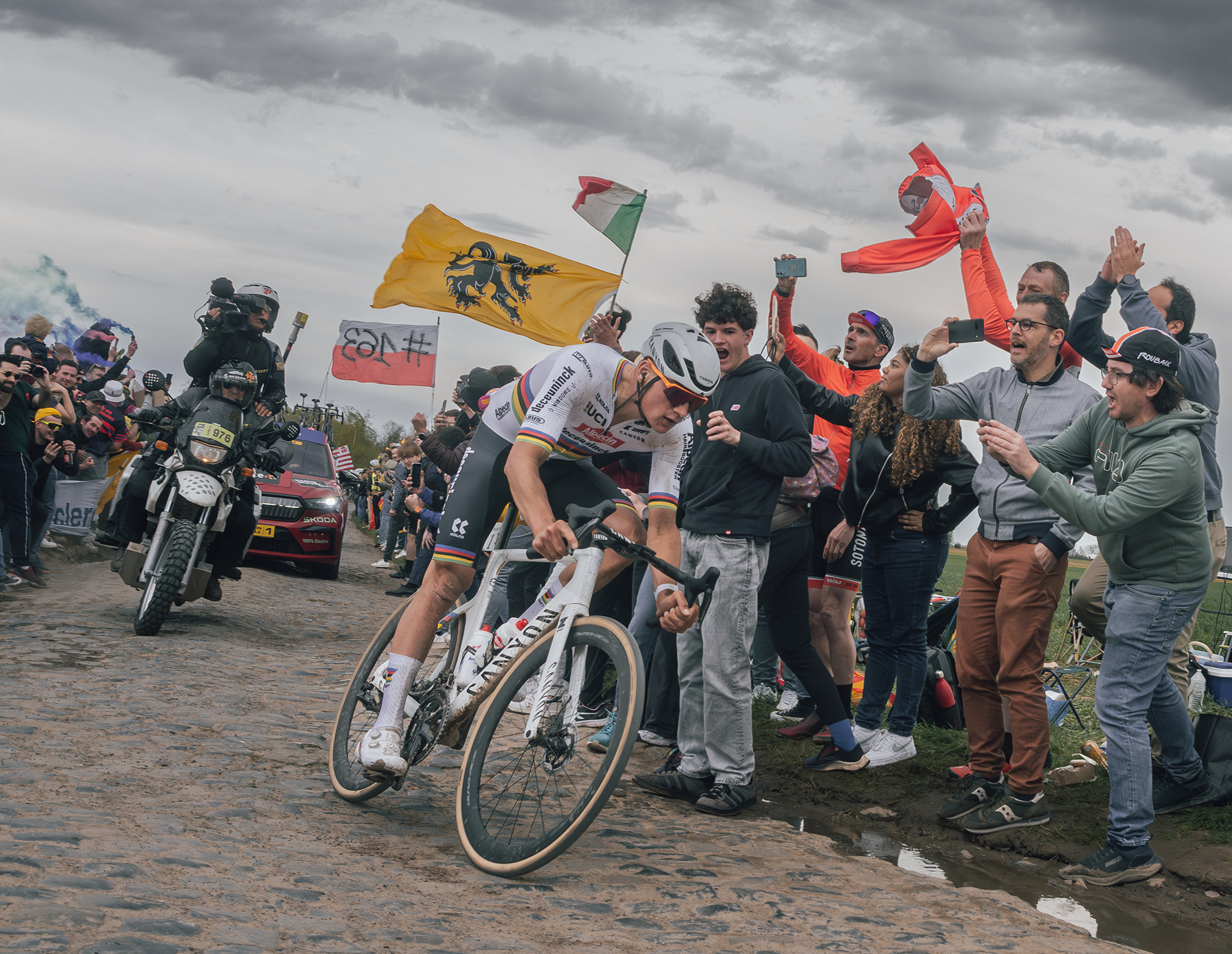 Mathieu van de Poel winnig his second Paris-Roubaix