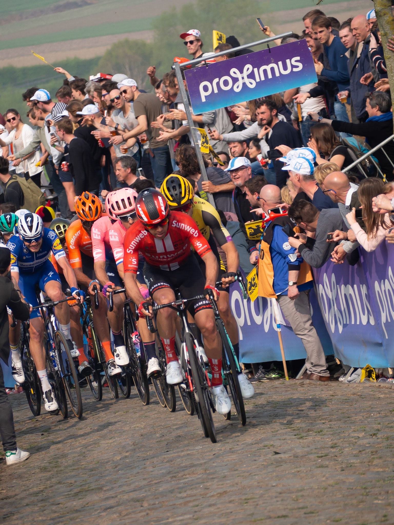 Michael Matthews in front at the Oude Kwaaremont