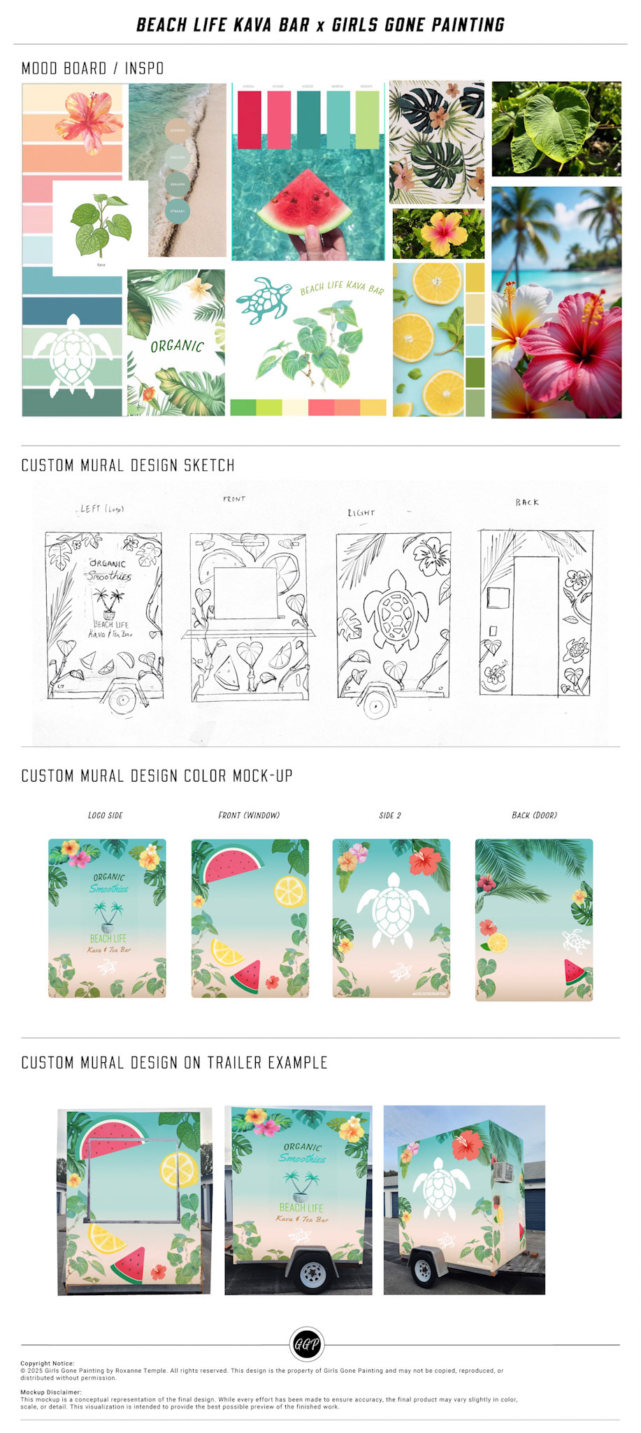 Beach Life Kava Bar - Mood Board, Sketches, Mock-ups