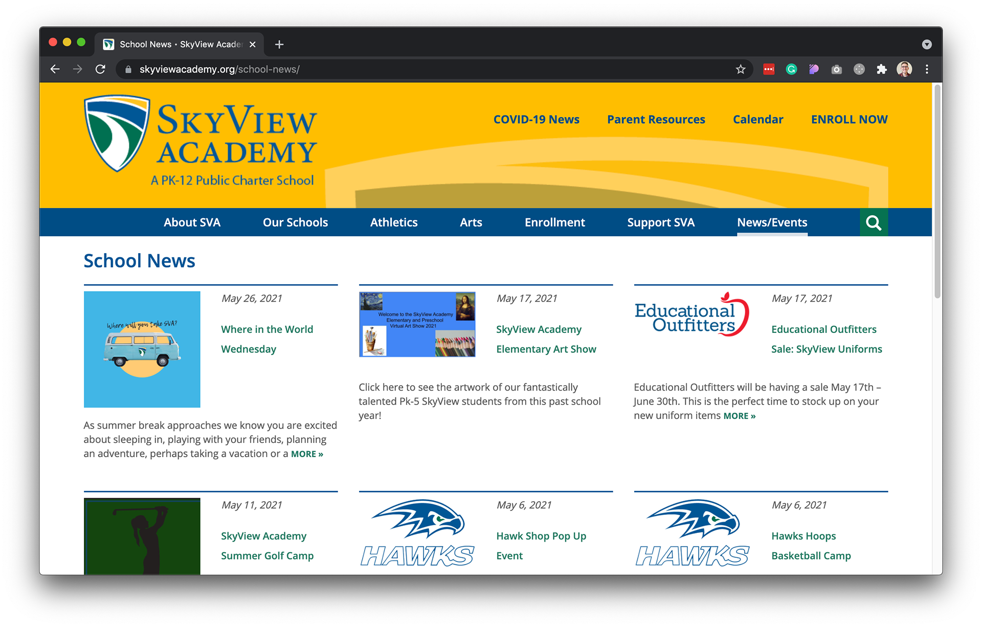 Previous iteration of school News/Events