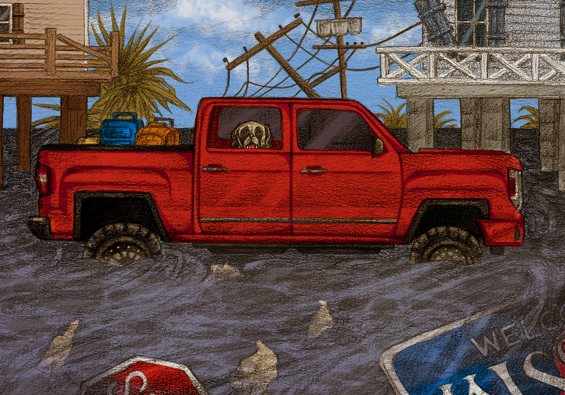 2022 | Pencil, Digital | Hurricane Ida