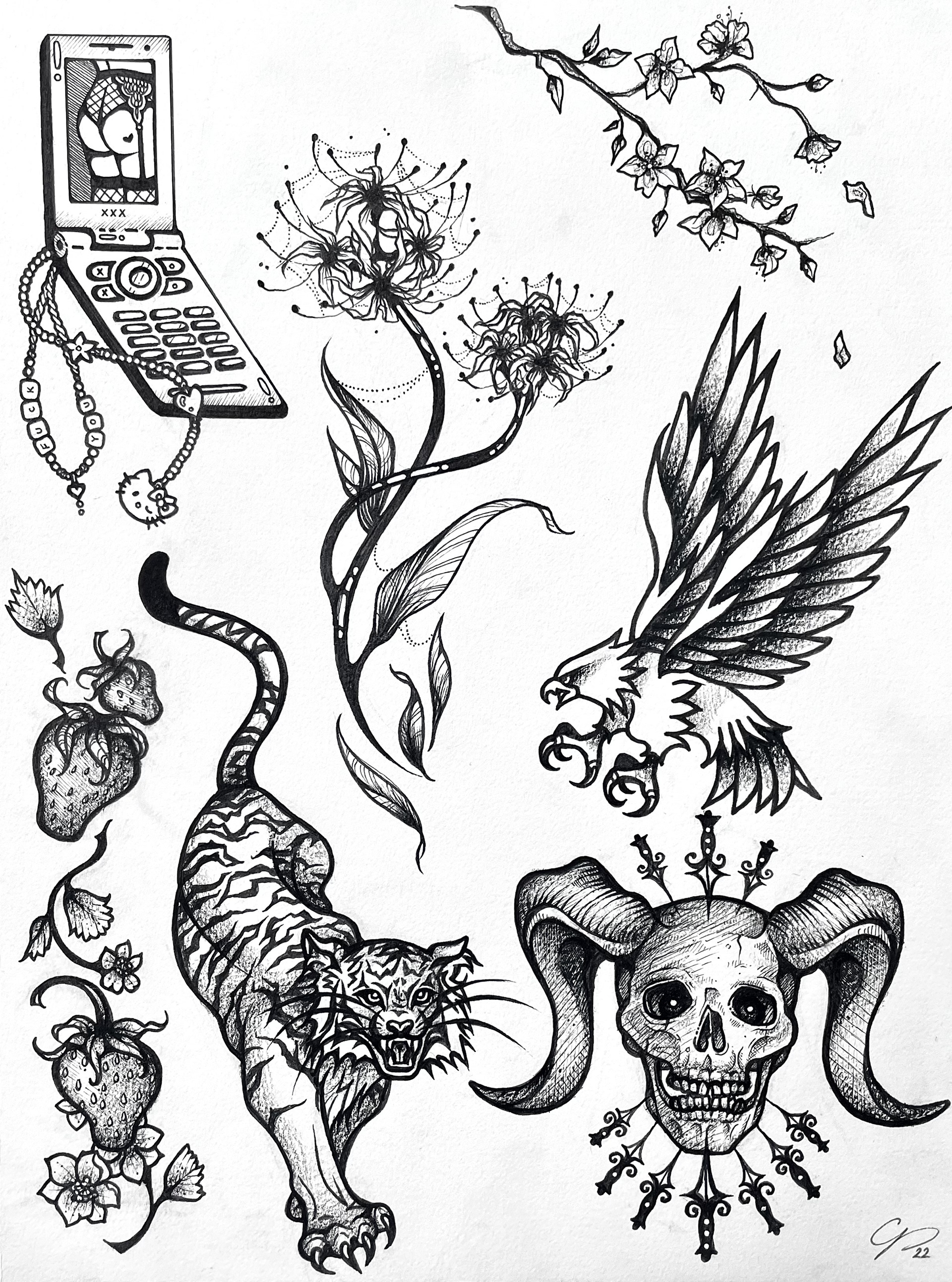 2022 | Flash Sheet 2 | Ink, Color Pencil