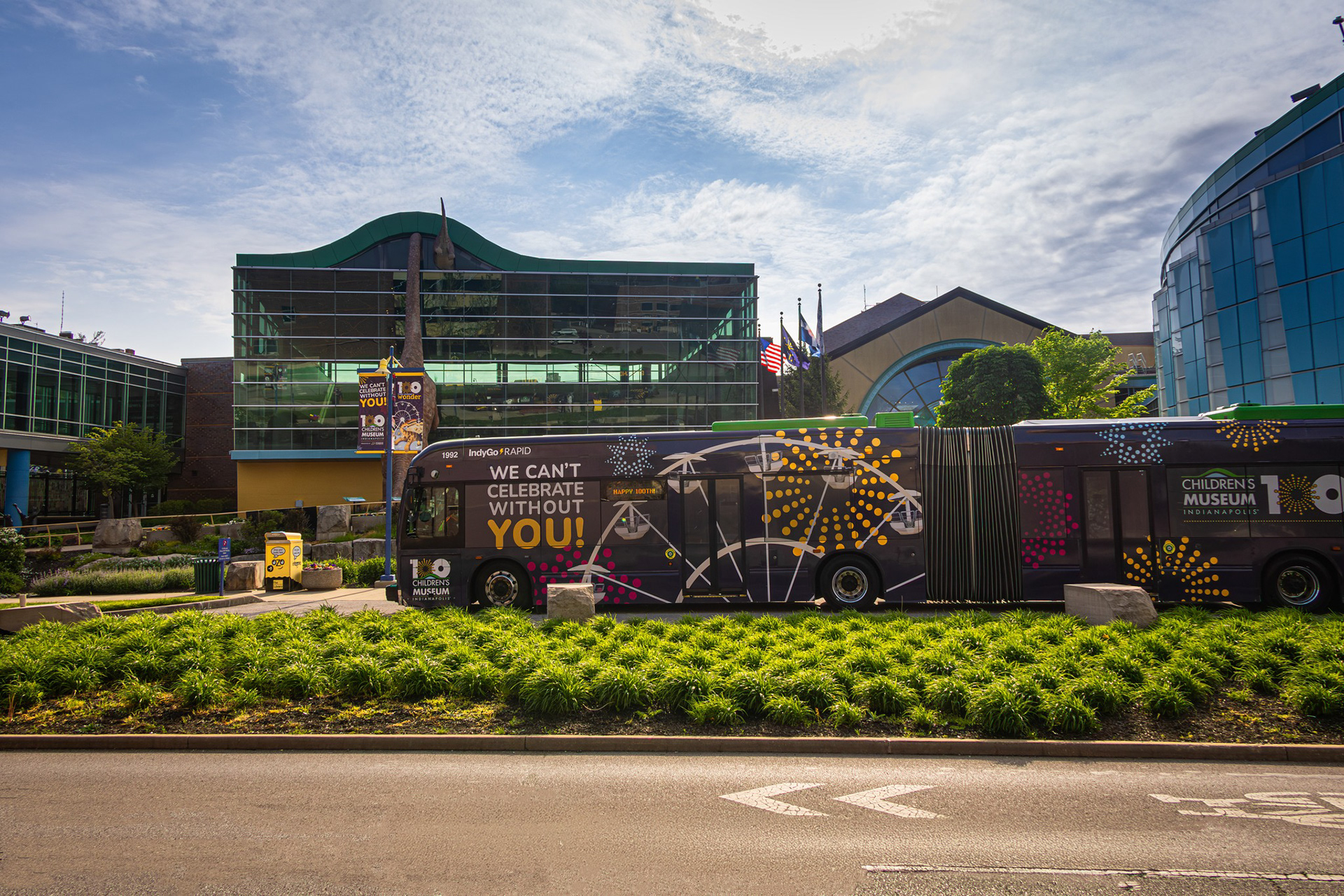 Our IndyGo Birthday Bus brought guests up the red line to join the celebration at the museum.