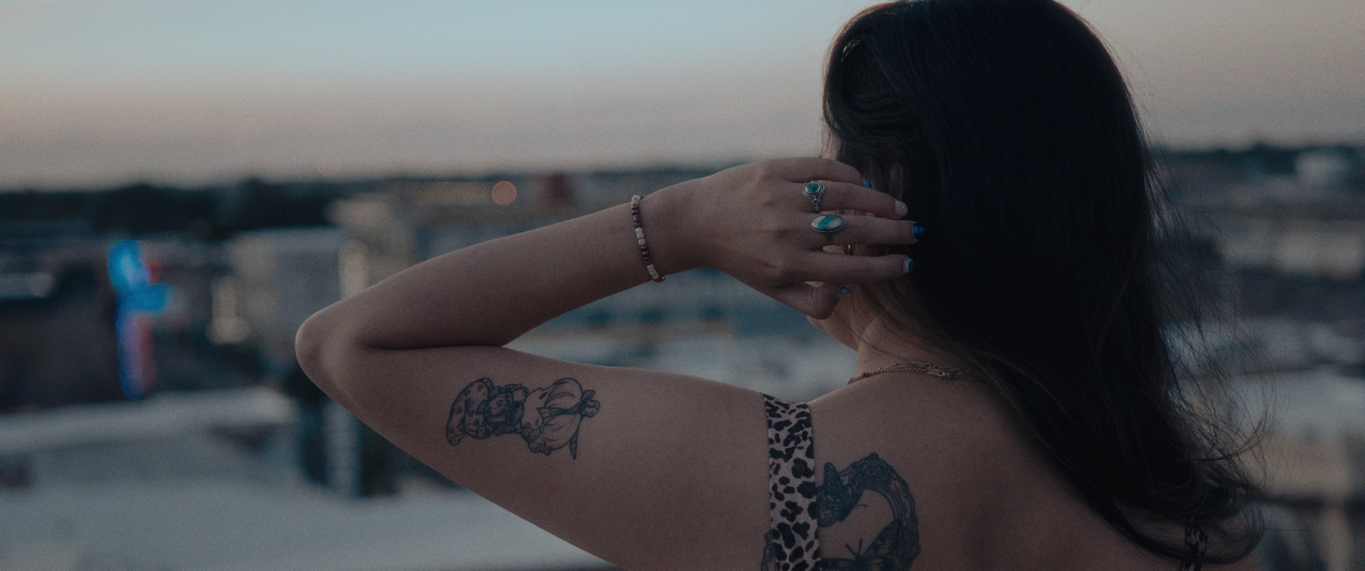 Rooftop evening portrait overlooking the old town Pocatello