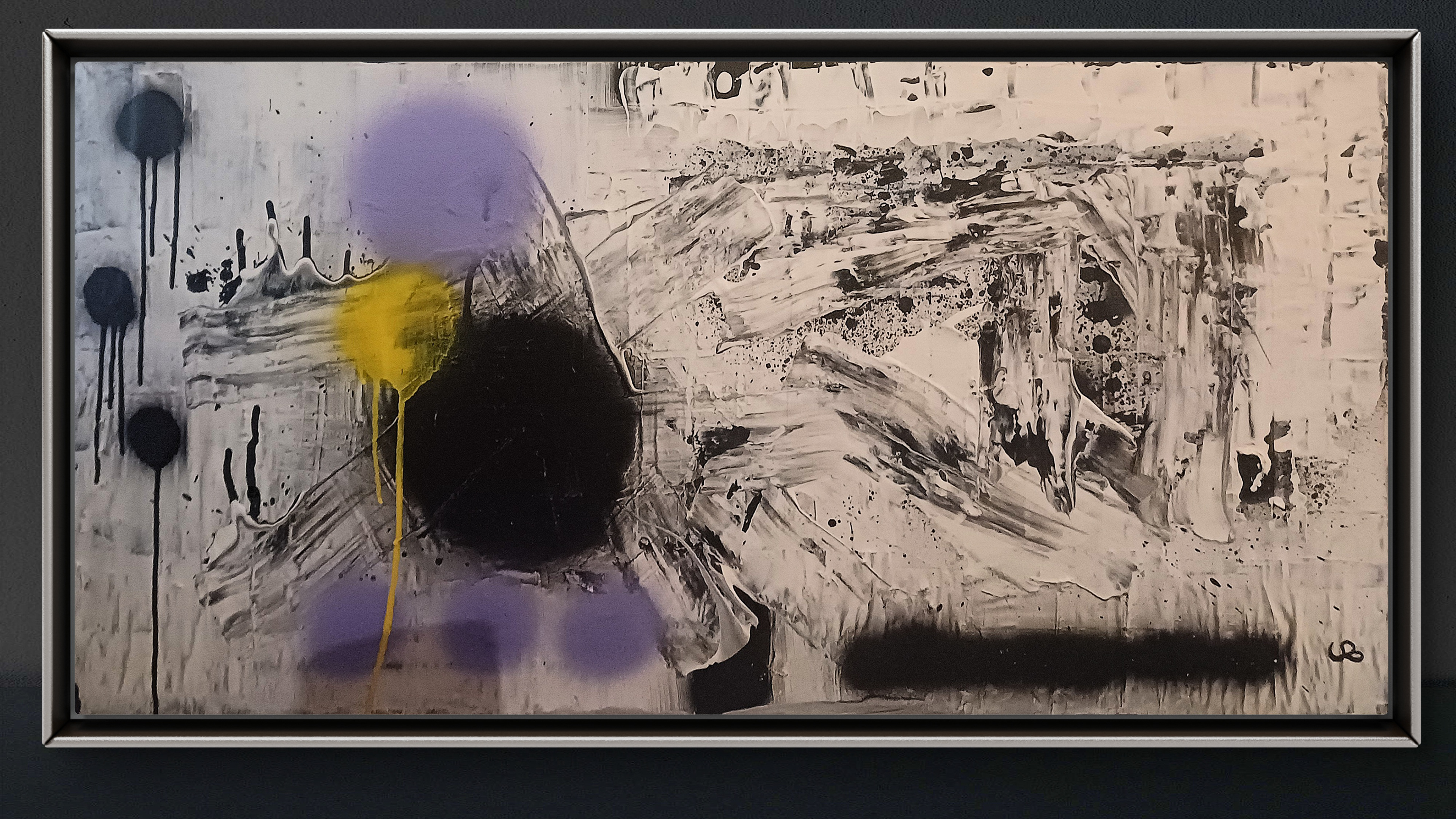 Zerreißprobe, Acryl und Spray auf Leinwand, 50x100cm, 2025