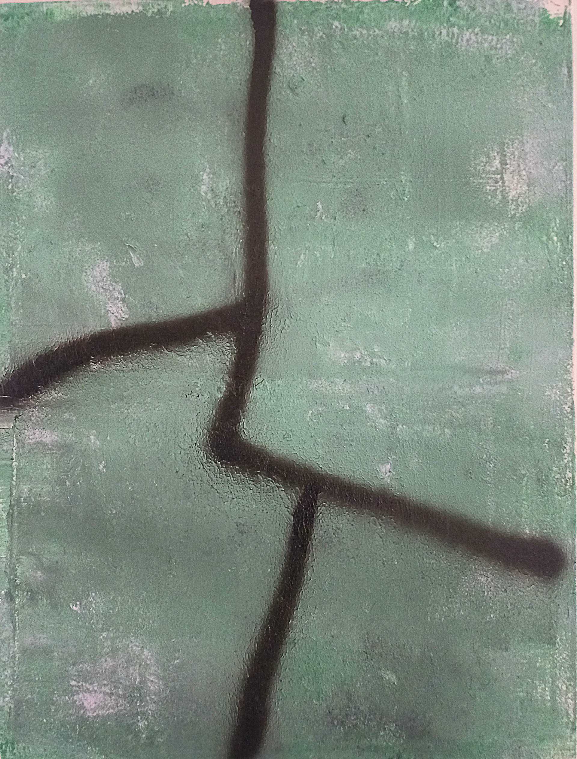 Wegsuche, Acryl und Spray auf Leinwand, 80x60cm, 2025