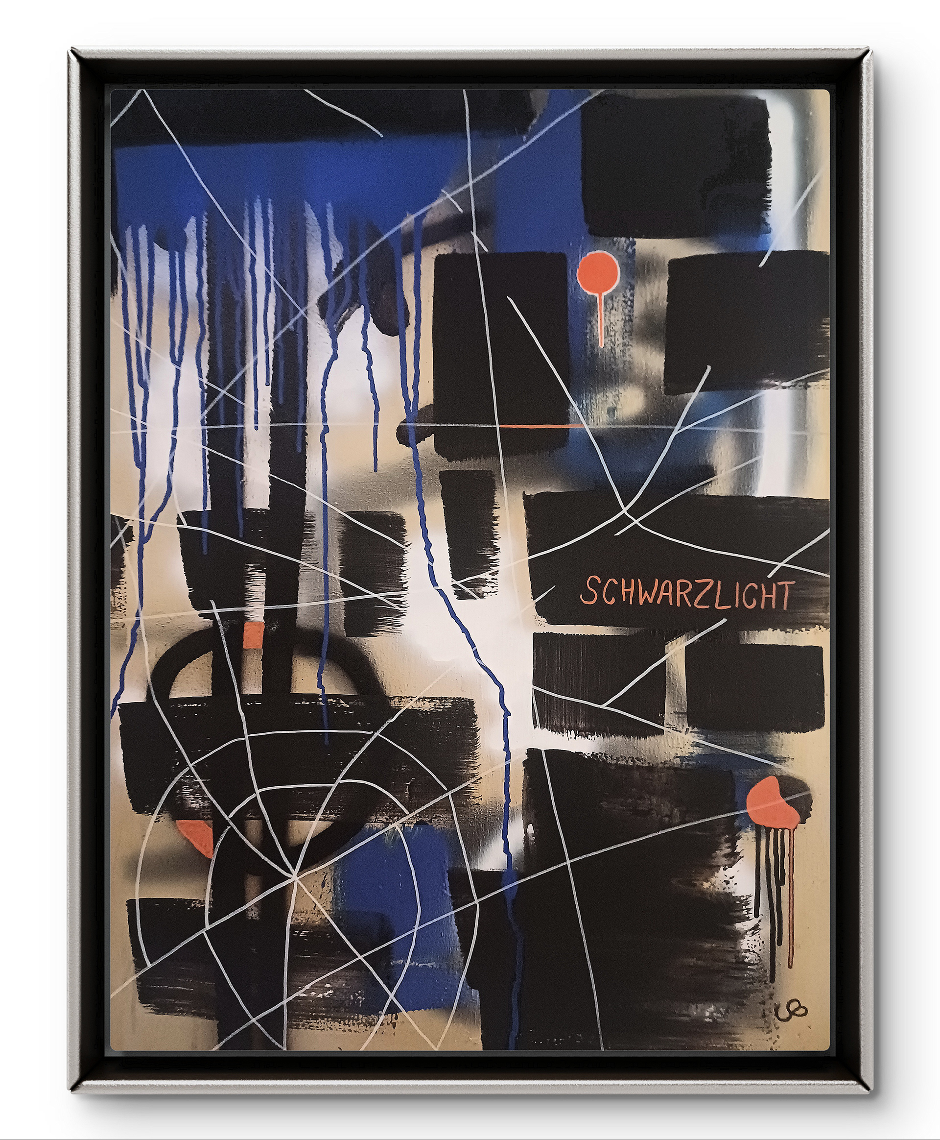Schwarzlicht, Mixed Media auf Leinwand, 80x60cm, 2025
