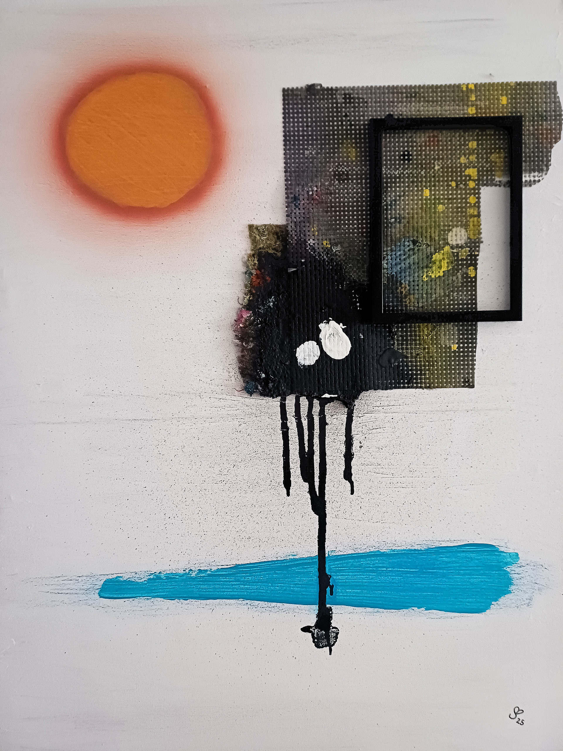 Verseuchte Idylle, Mixed Media auf Leinwand, 80x60cm, 2025