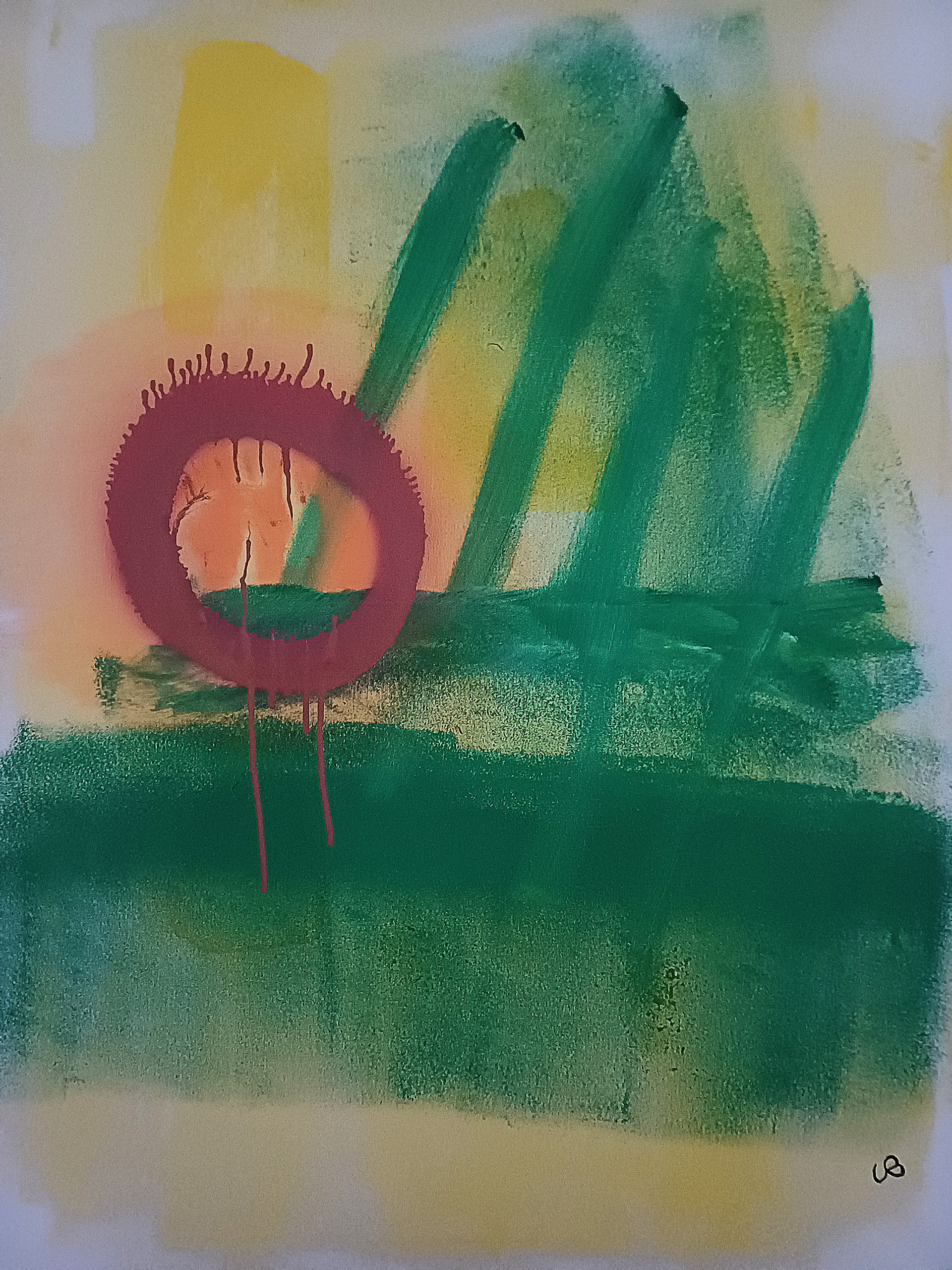 Narbenlicht, Acryl und Spray auf Leinwand, 80x60cm, 2025