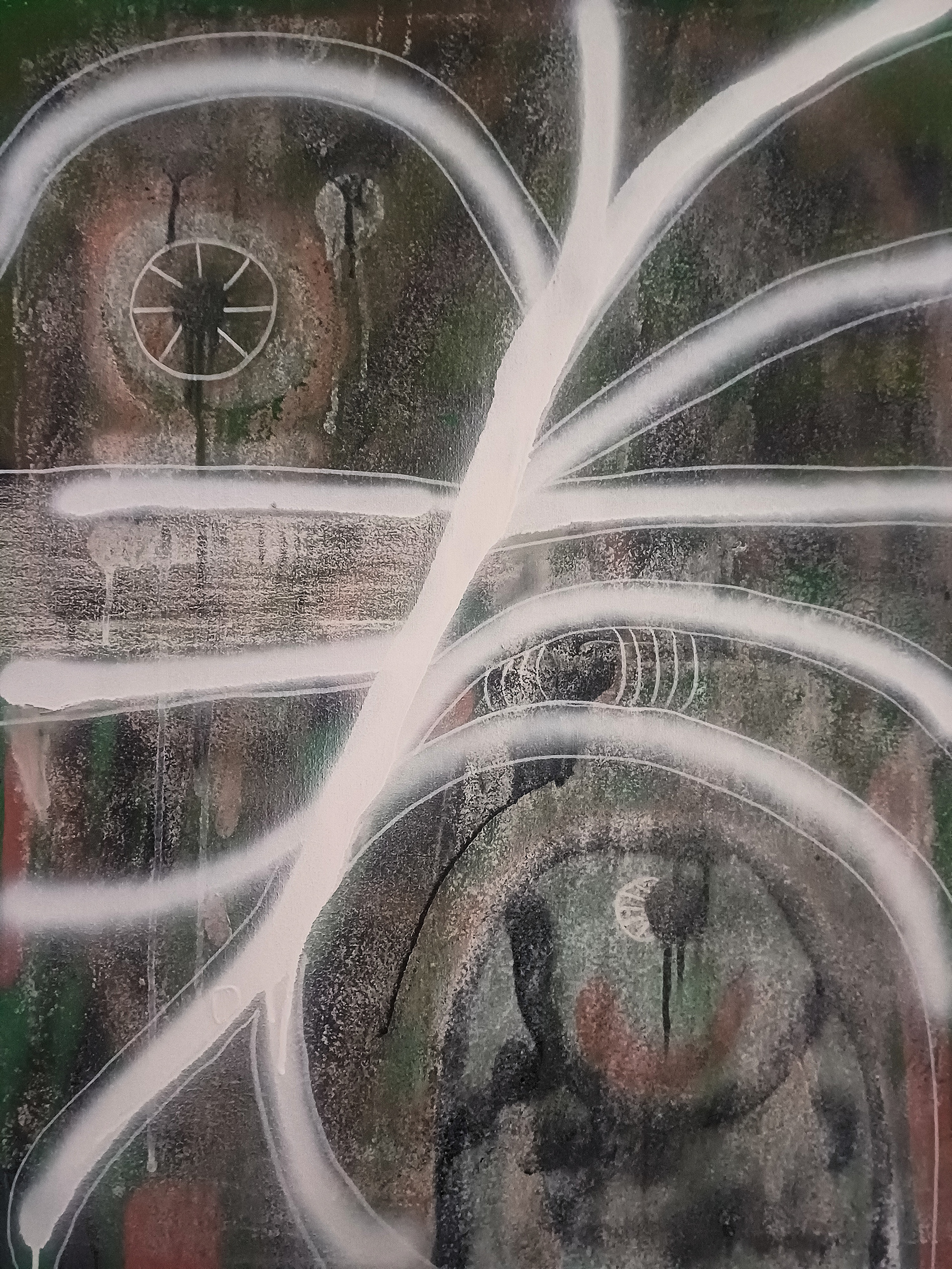 Das Auge des Waldes, Mixed Media auf Leinwand, 80x60cm, 2025