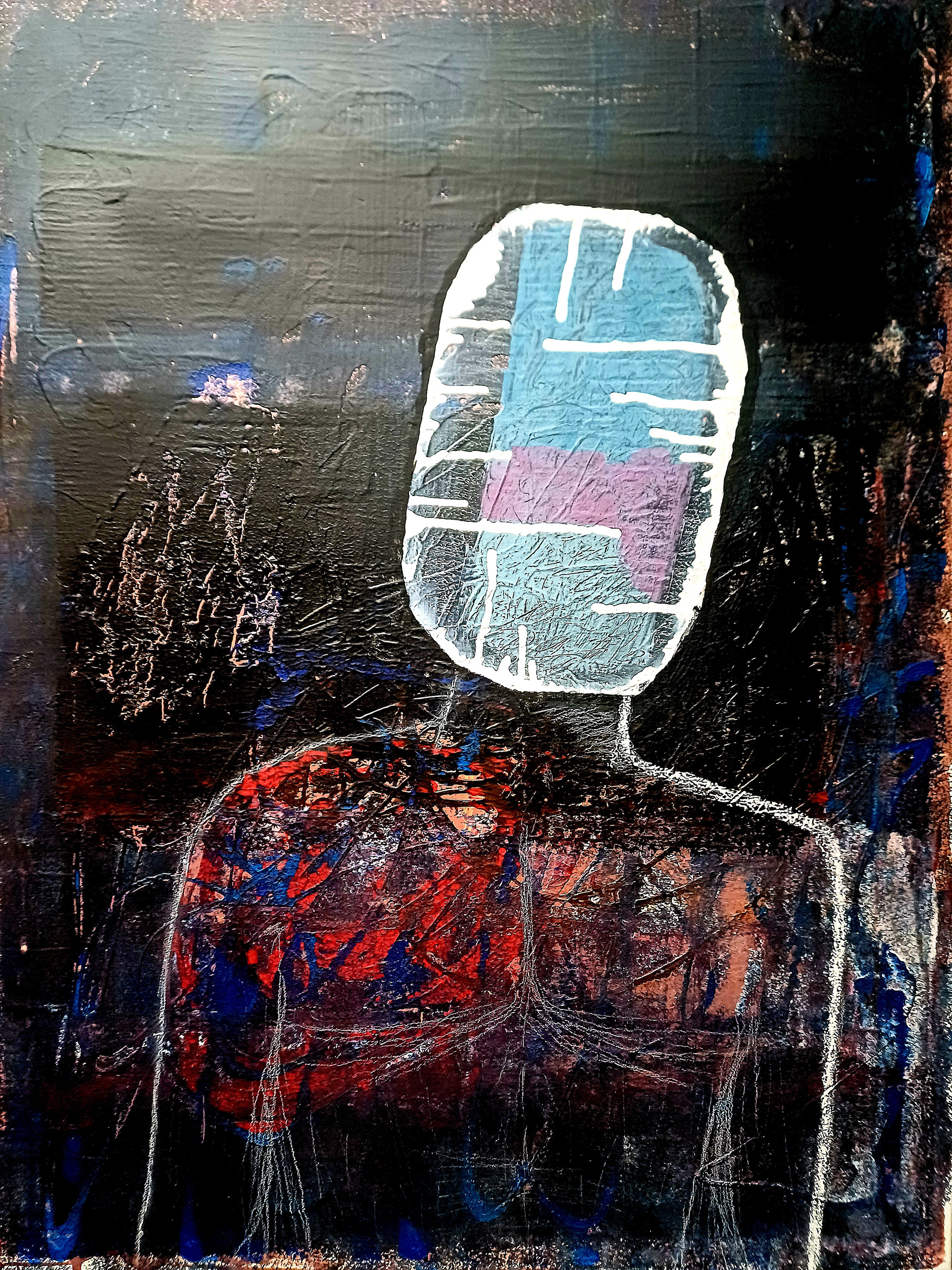Fragmented Identity, Mixed Media auf Leinwand, 80x60cm, 2025