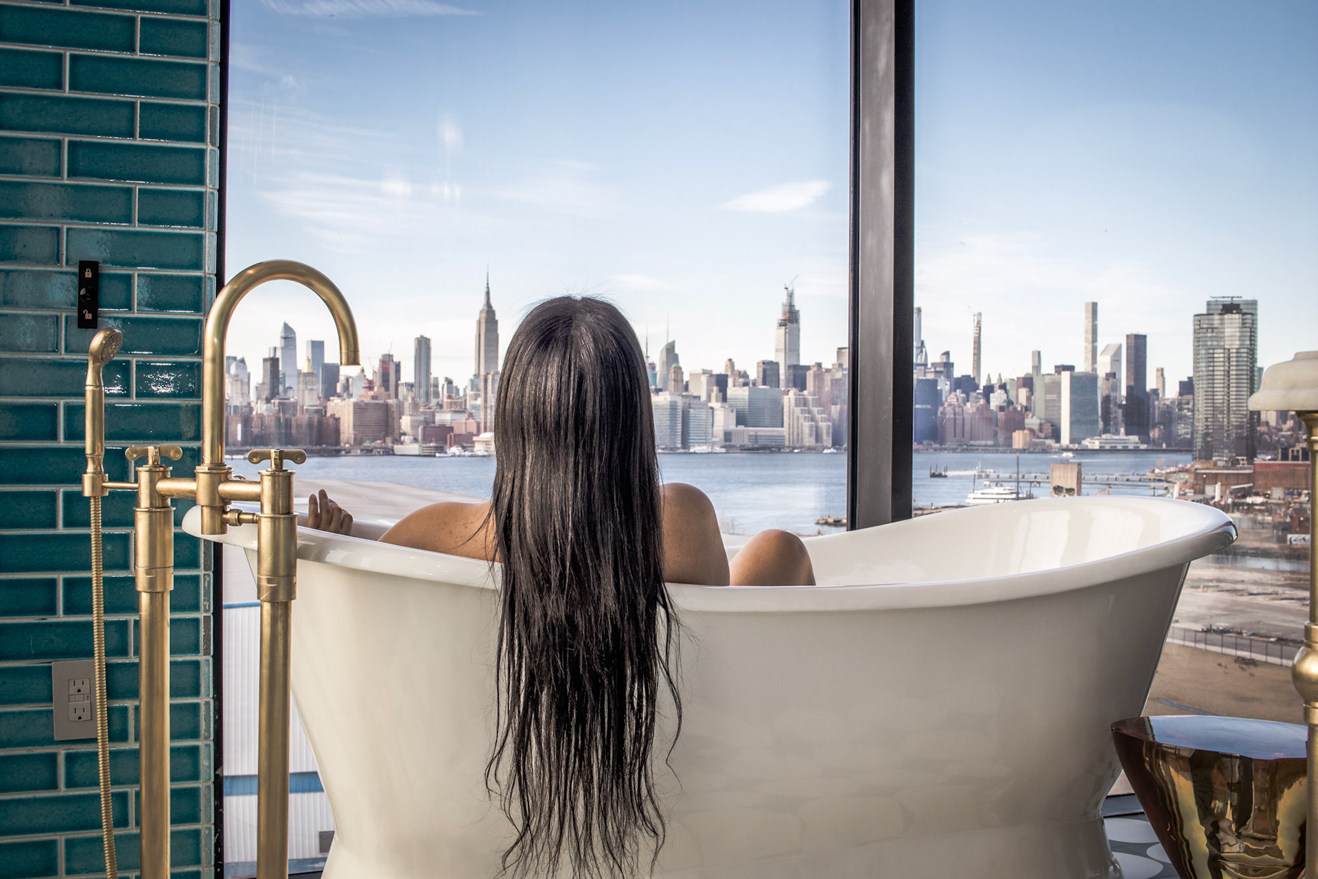 View Of NYC Skyline From The Williamsburg Hotel Luxury Suite Williamsburg Brooklyn