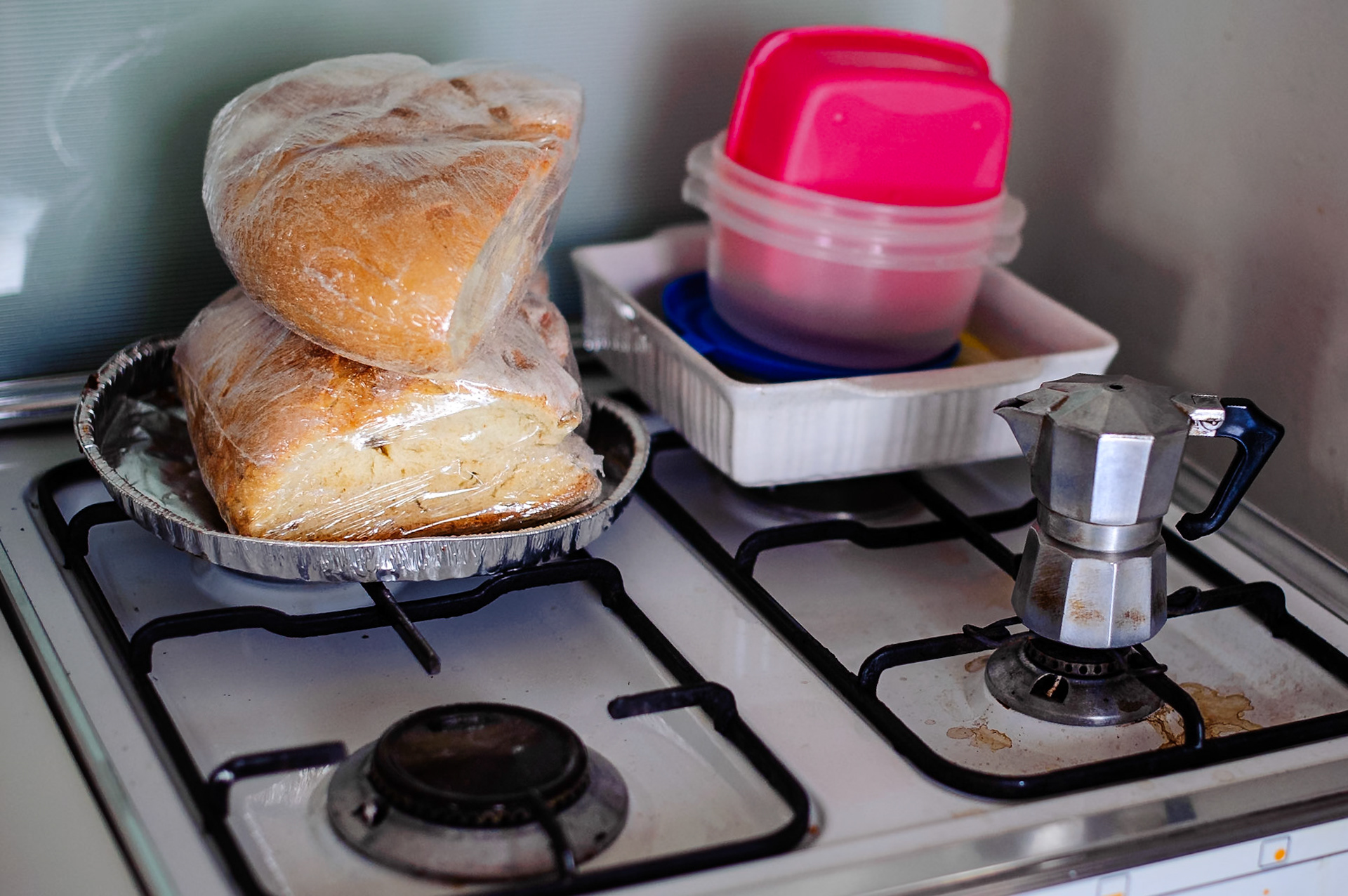 Nonna's stovetop.  Her last loaves of bread.  