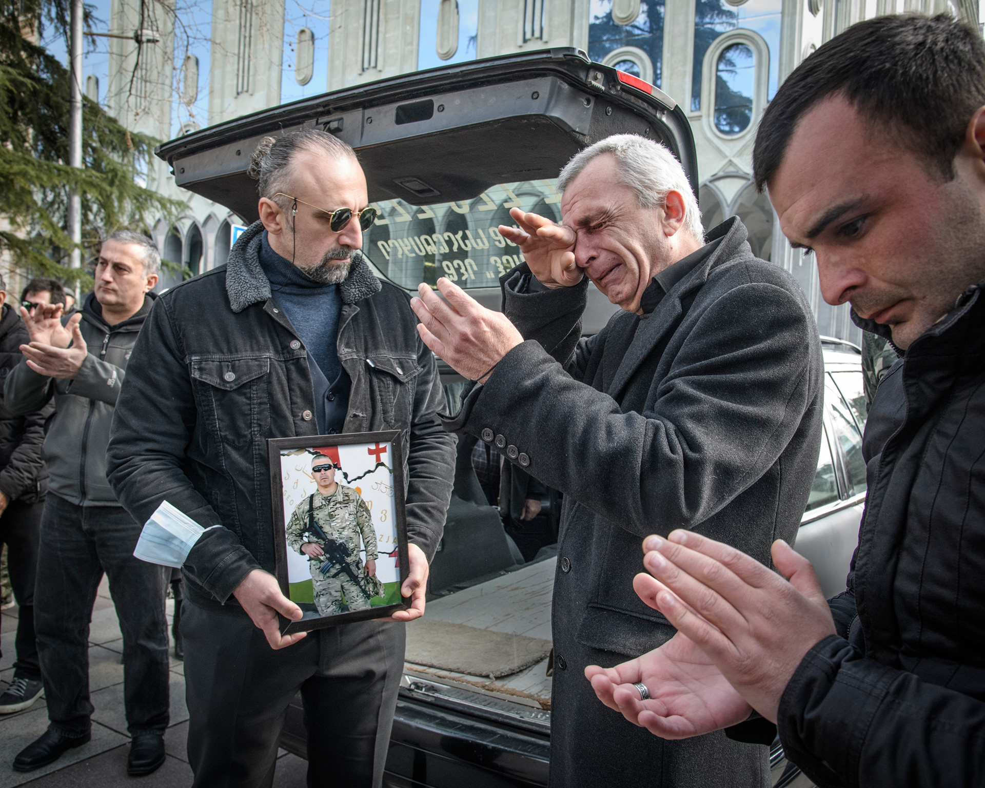 Funeral of David Ratiani, who died fighting in Ukraine,March 2022, Tbilisi. 