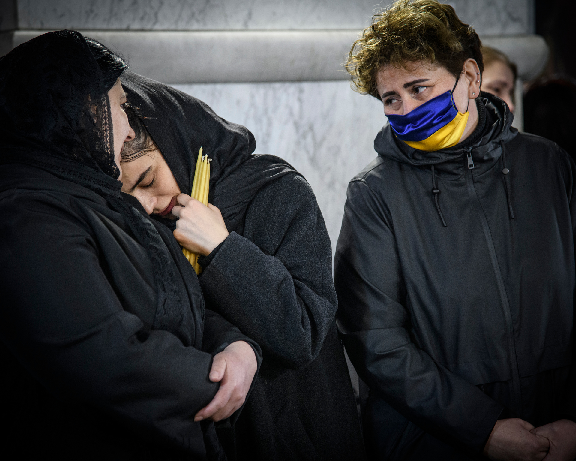 Funeral of David Ratiani, who died fighting in Ukraine,March 2022, Tbilisi. 