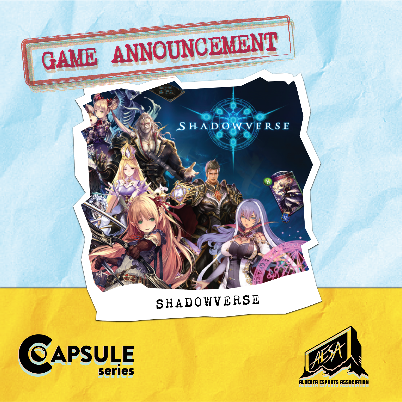 Game Announcement Graphic for Esports Alberta's Capsule Series event in June 2022