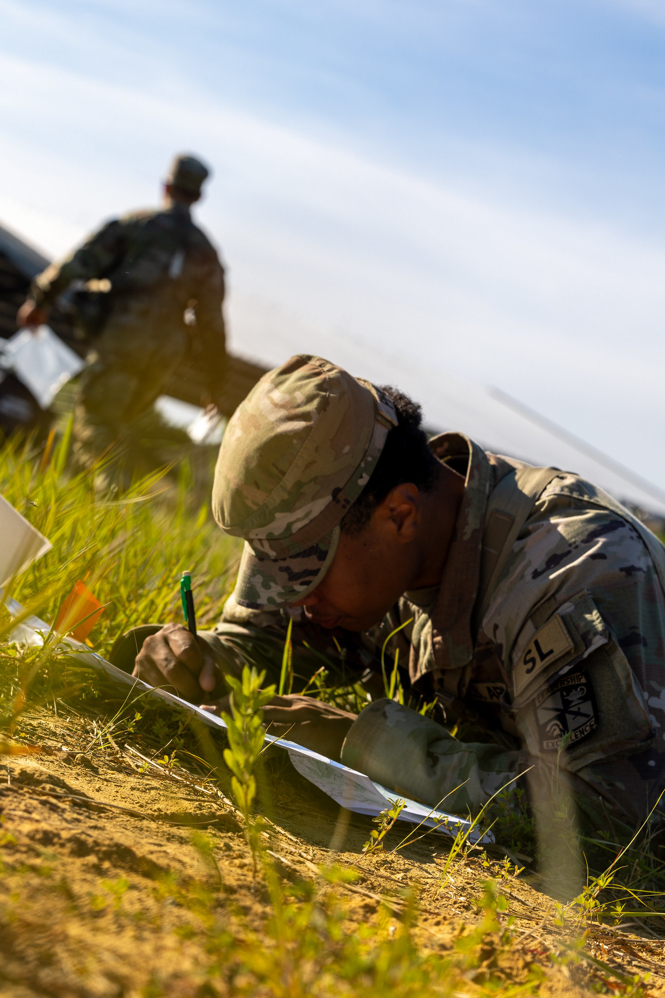 Cadets with 1st Regiment, Advanced Camp, participate in the day land navigation qualification, as part of their Cadet Summer Training at the Land Navigation Course on Fort Knox, Ky., June 12, 2024. Before the Day Land Navigation qualification, Cadets are equipped solely with a compass, map, and coordinates as they prepare to locate five points within four hours. | Photo Credit: Ayiana Andrella, Ohio University, CST Public Affairs Office