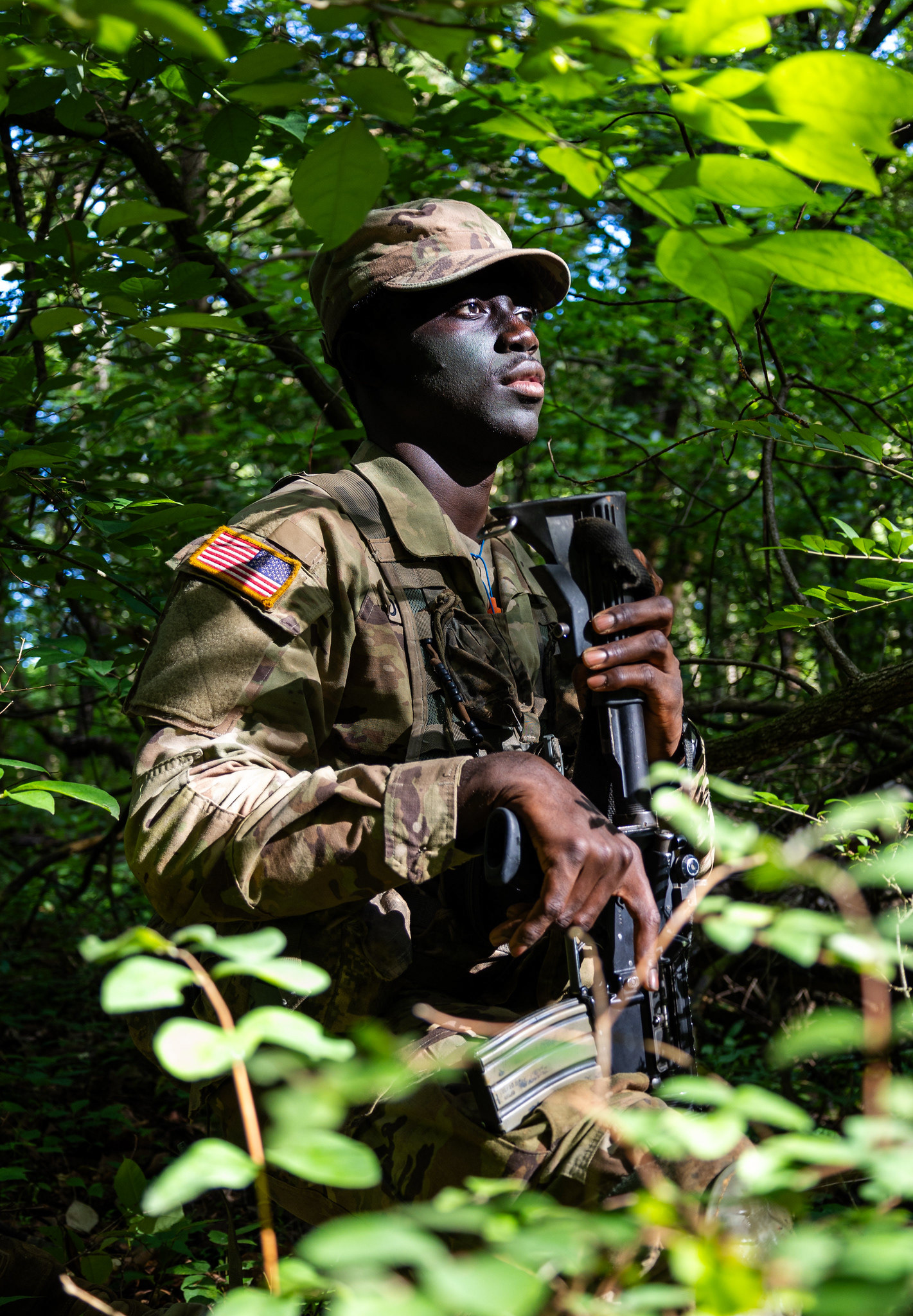 Cadets from 3rd Regiment, Advanced Camp, go through Field Training Exercise Phase Grizzly on Fort Knox, KY., July 6, 2024. Field training allows Cadets to apply classroom knowledge in realistic, hands-on scenarios, while also developing leadership, teamwork, and problem-solving skills. This practical experience prepares them physically and mentally for the challenges of military service, fostering confidence and readiness. |Photo Credit: Ayiana Andrella, Ohio University, CST Public Affairs Office