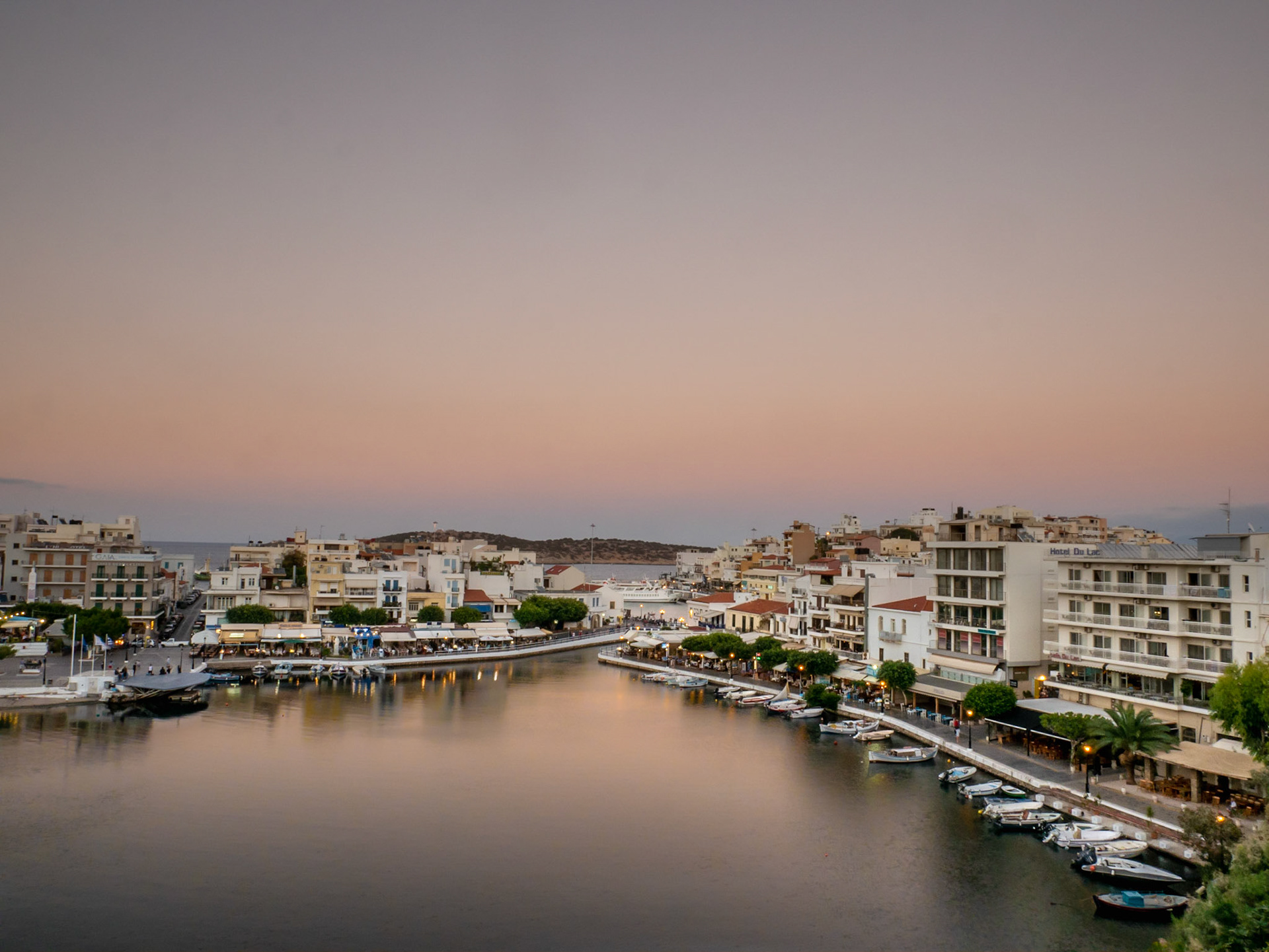 Agios Nikolaos at dusk, Crete