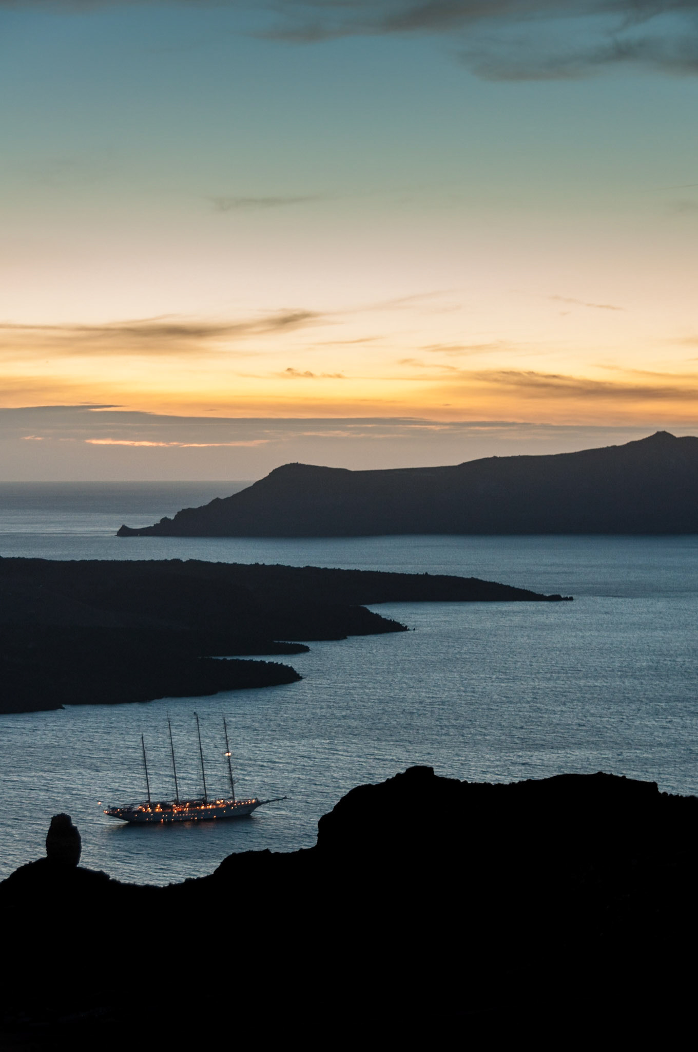 Santorini caldera at sunset