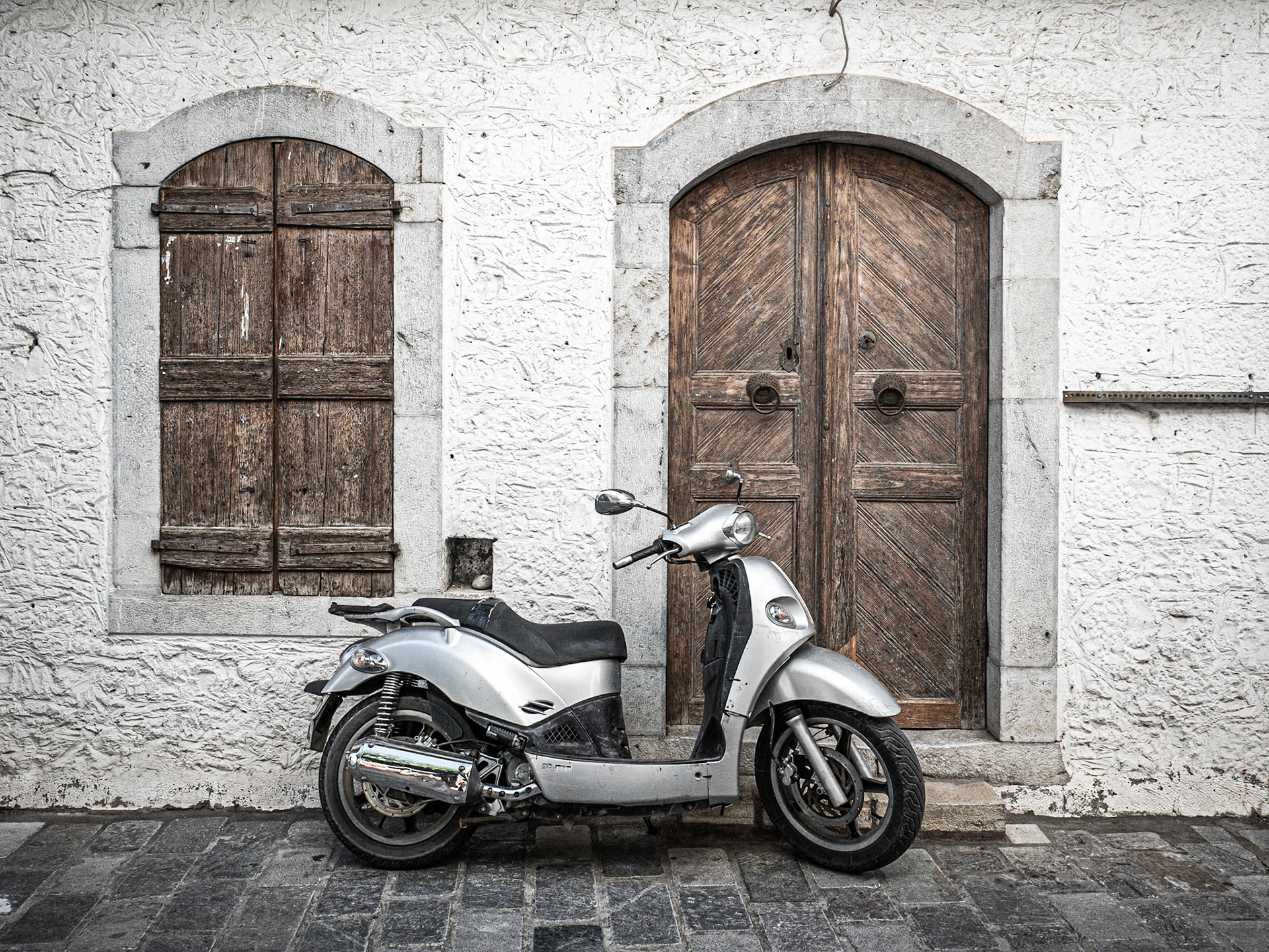 Silver moped