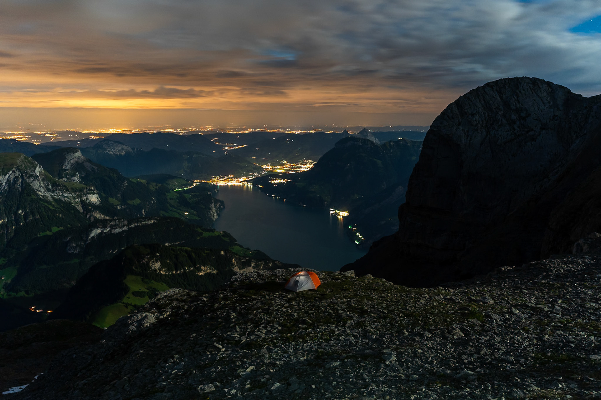 Magical Night Sky Over Gitschen in the Swiss Alps