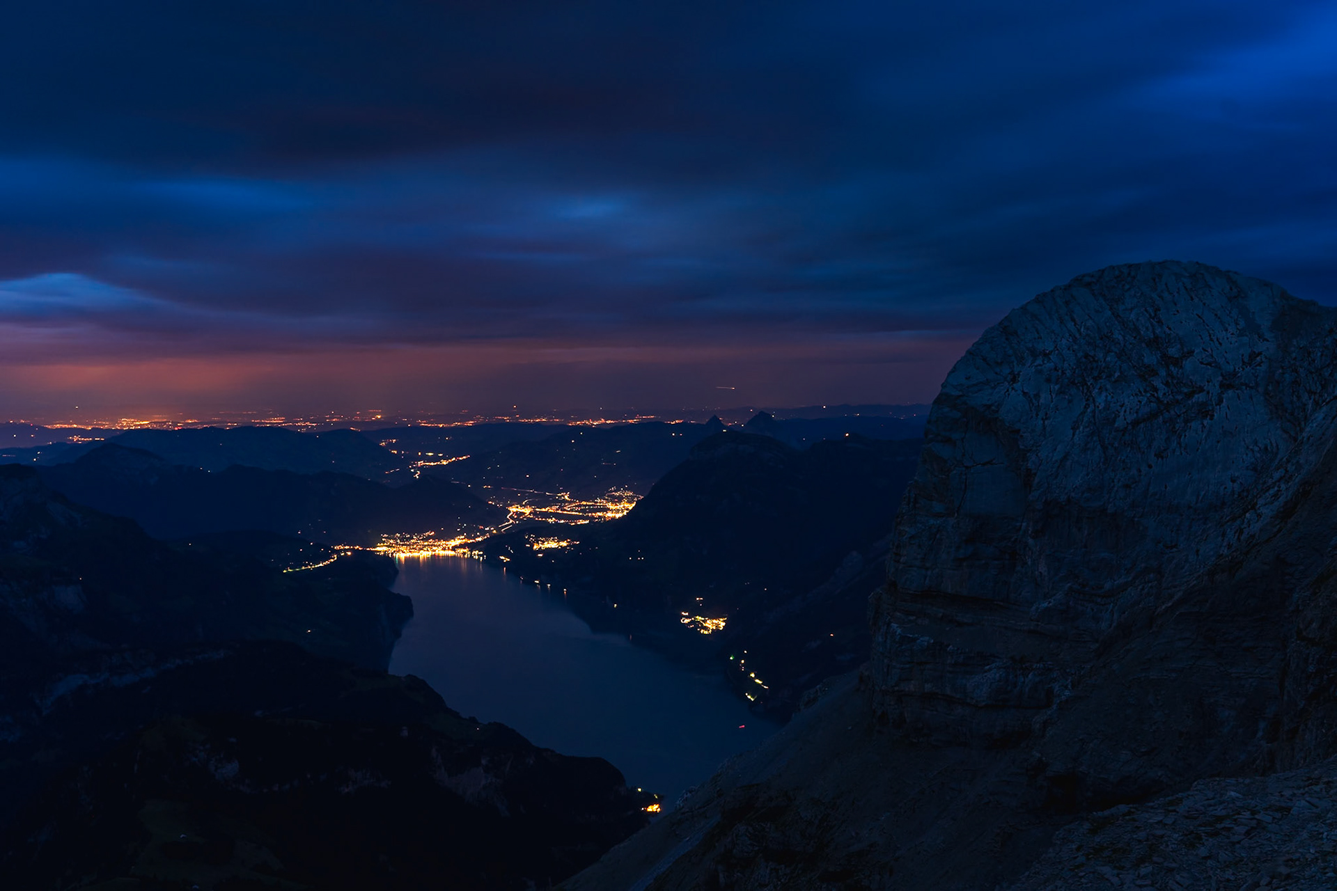 Magical Night Sky Over Gitschen in the Swiss Alps