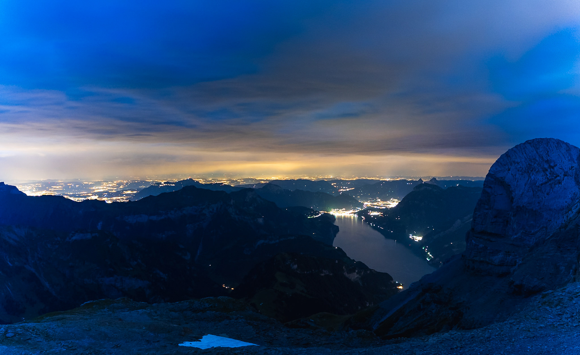 Magical Night Sky Over Gitschen in the Swiss Alps