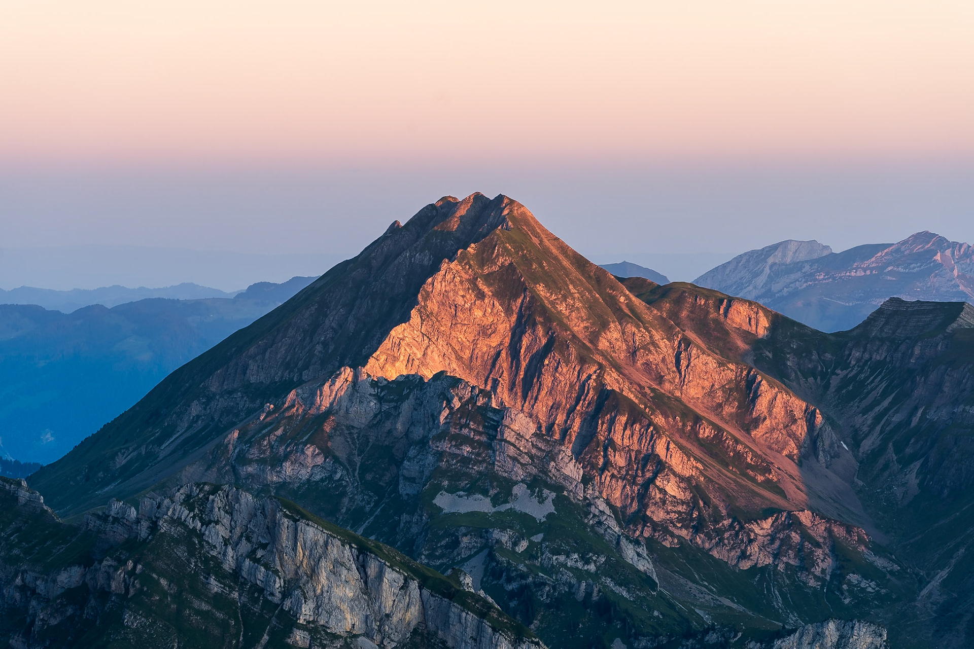 Breathtaking Sunrise Over Gitschen in the Swiss Alps