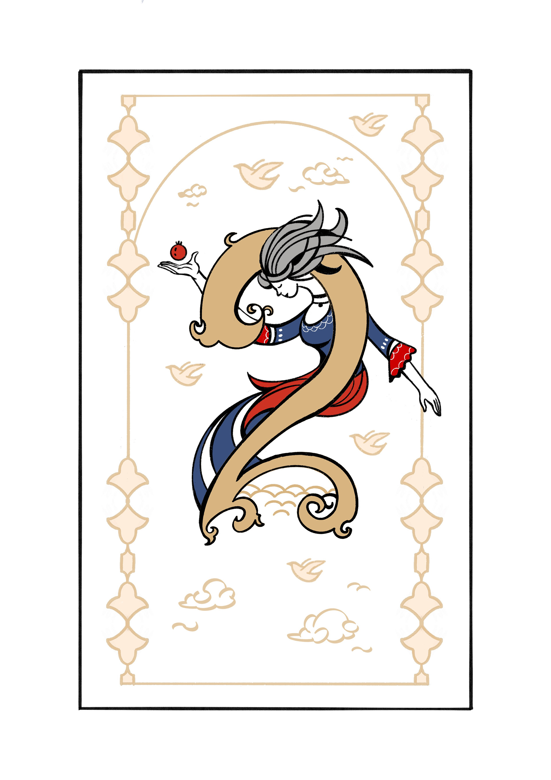 Persian Play Card Game Design, Procreate Illustration, 2.5×3.5 inch, 2023