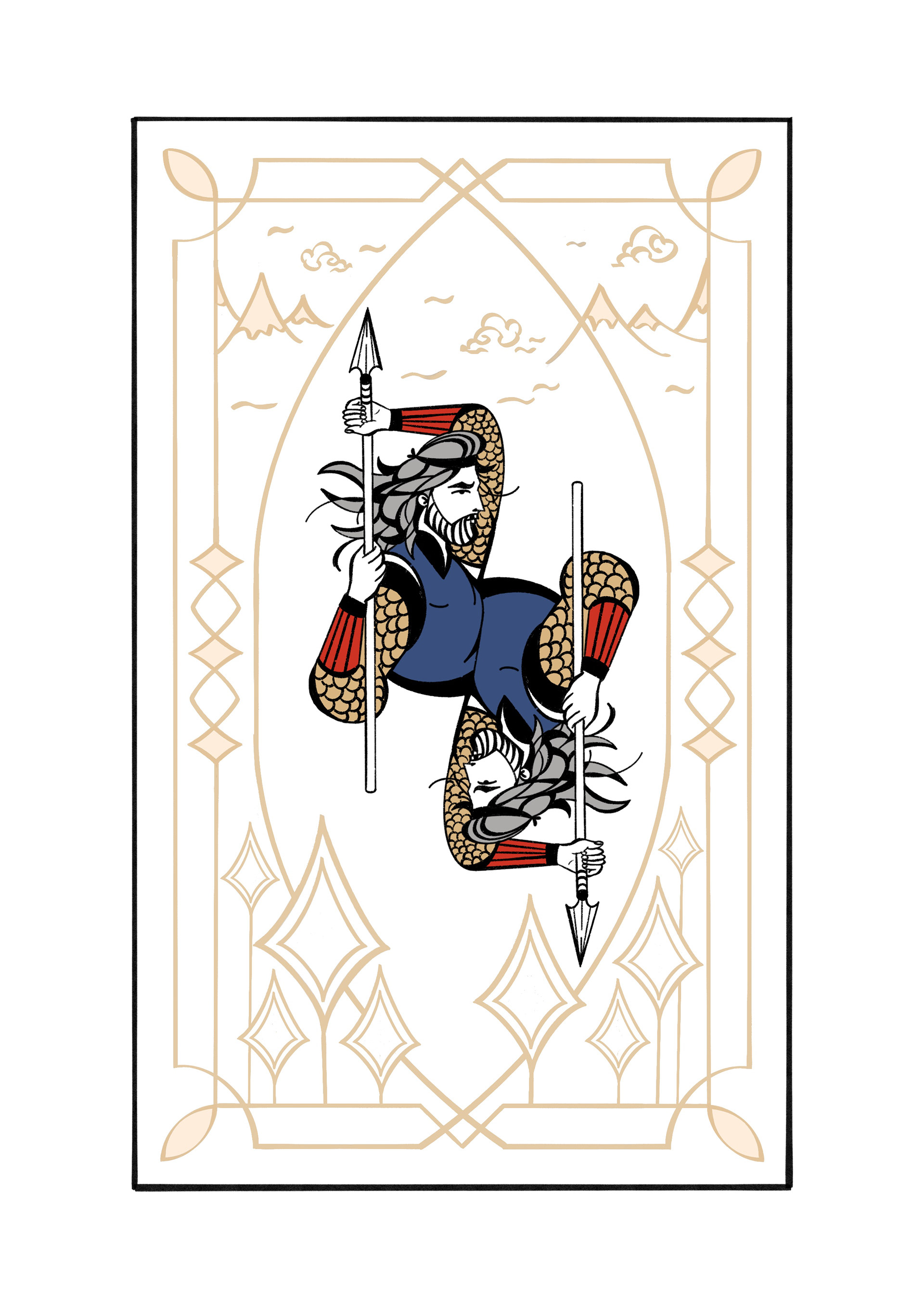 Persian Play Card Game Design, Procreate Illustration, 2.5×3.5 inch, 2023