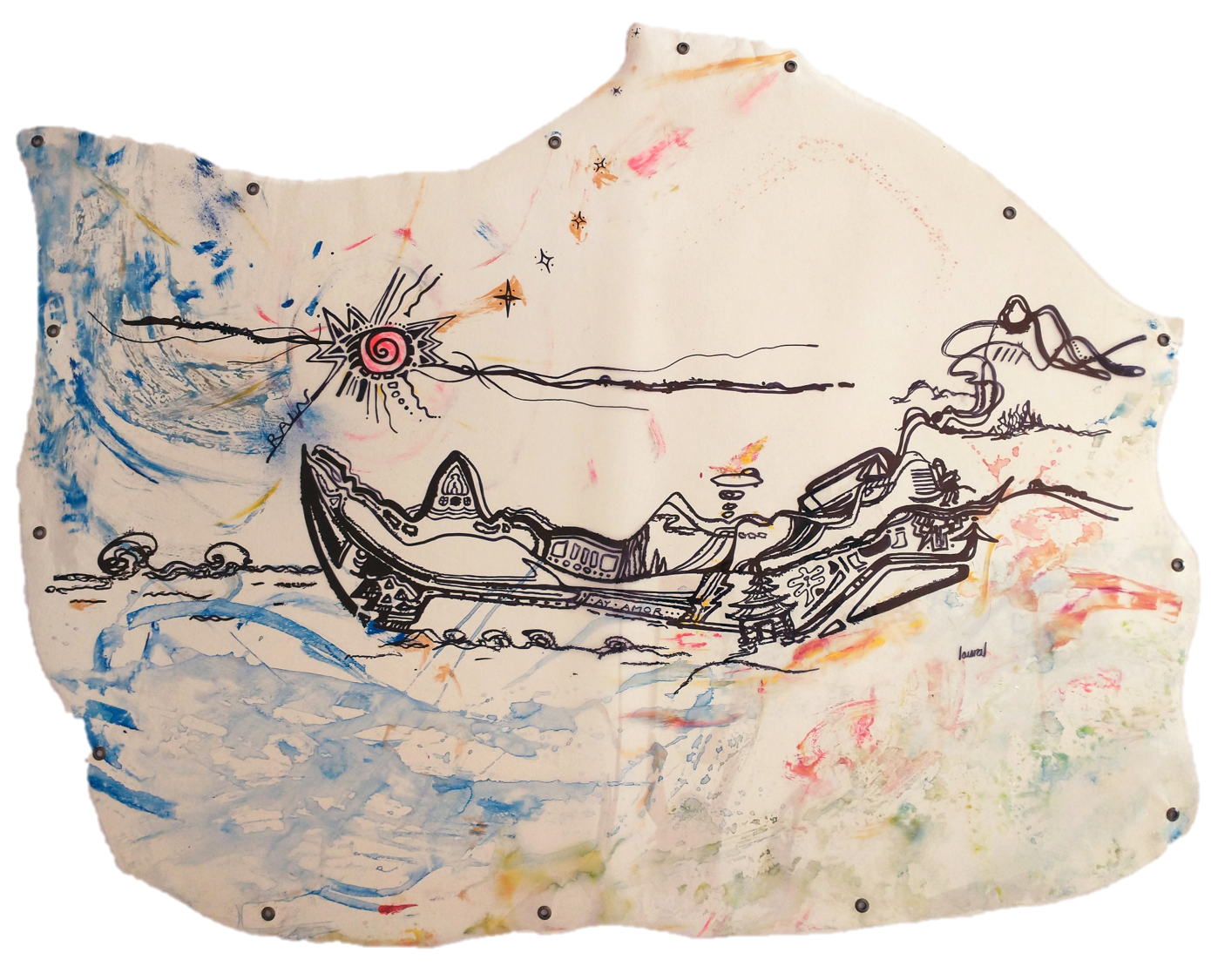 "Barco-Templo". Medidas: 1.30 m x 95 cm.
