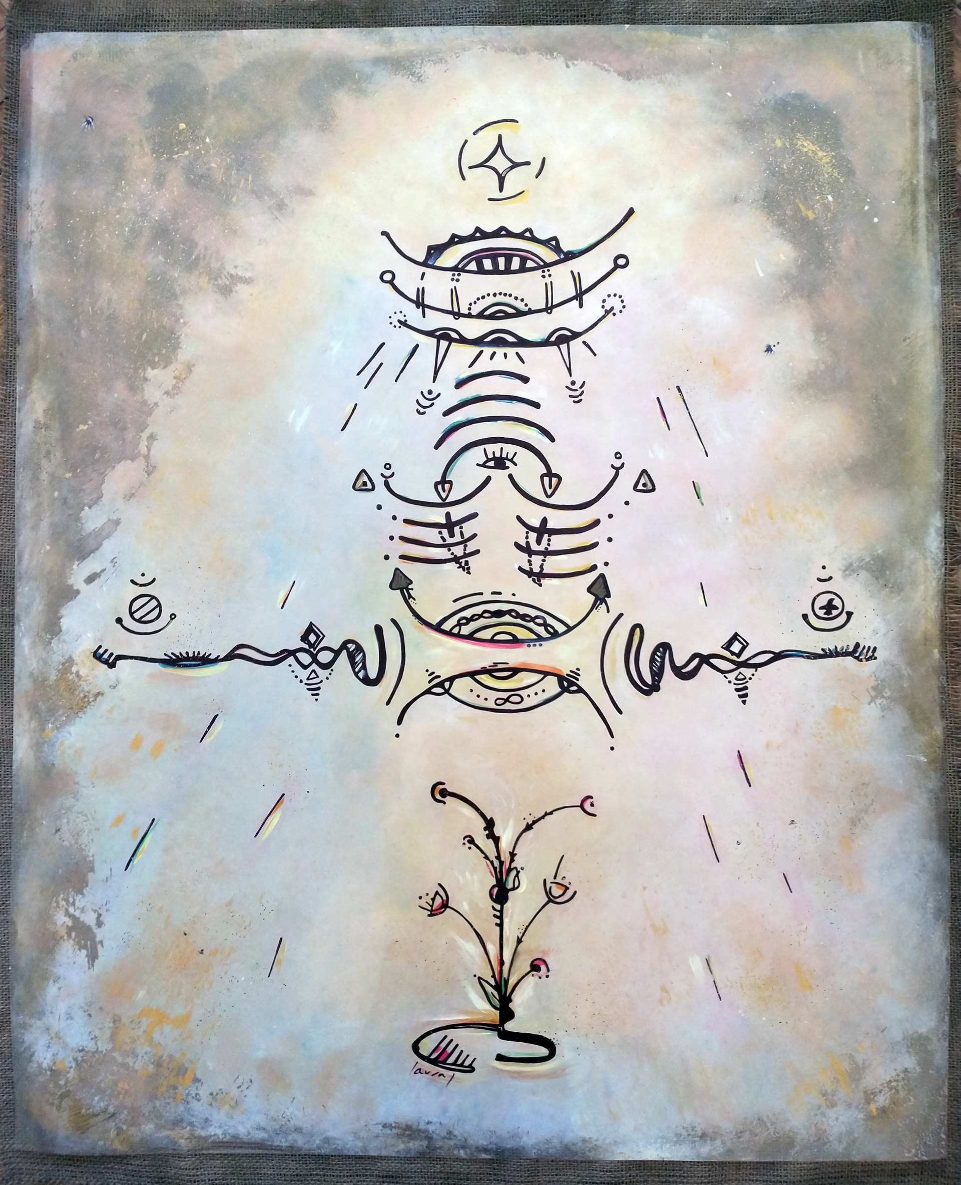 "El jardín metafísico II". Medidas: 1 m x 80 cm.