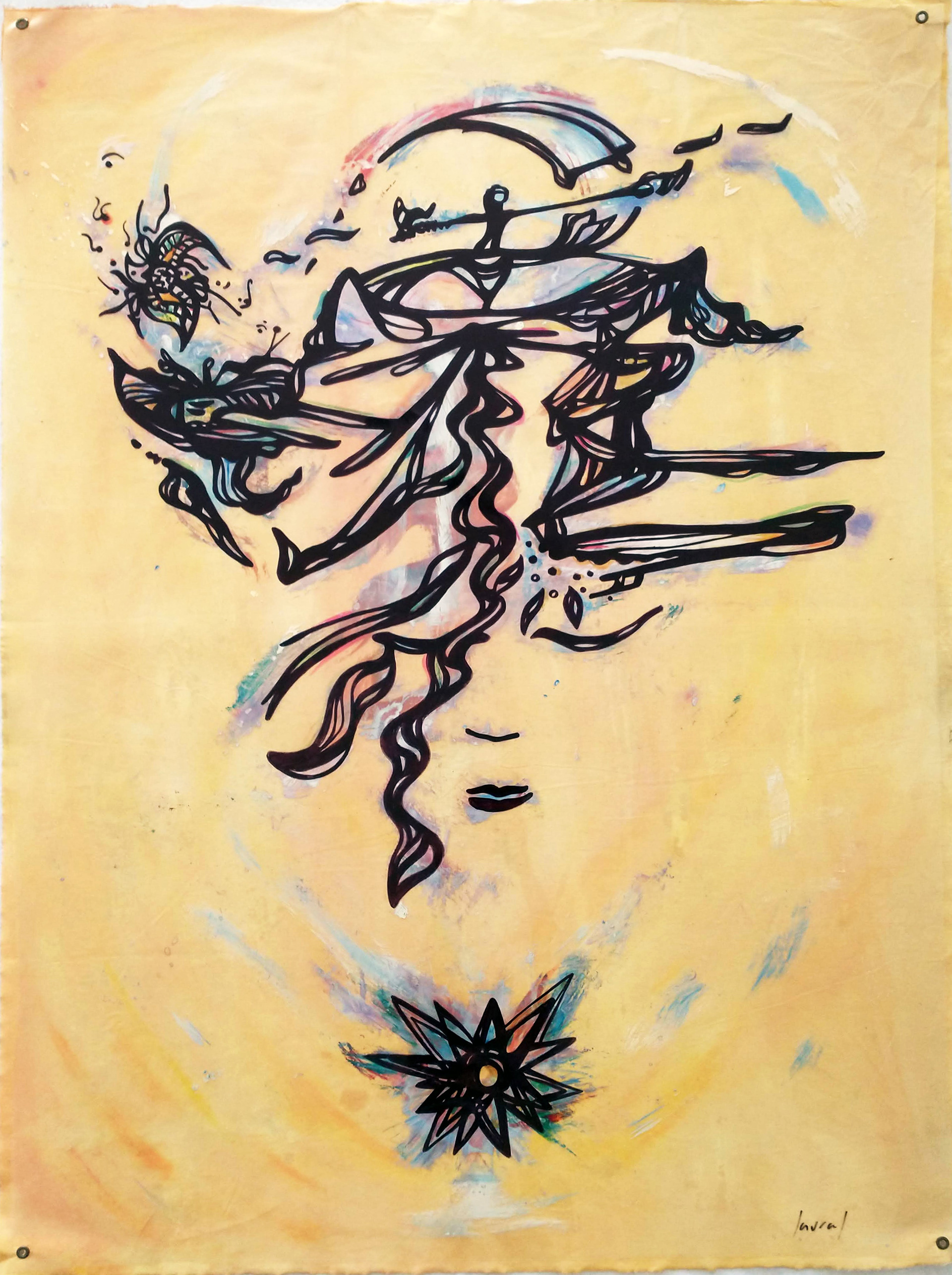 "Yo cambio (y el mundo cambia)". Medidas: 85 cm x 1, 20 m.
