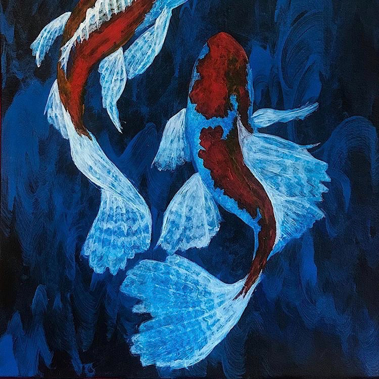 "Koi" Acrylic on Cardboard