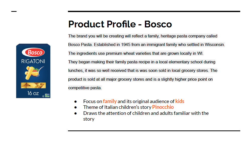 Given Product Profile and my original ideations