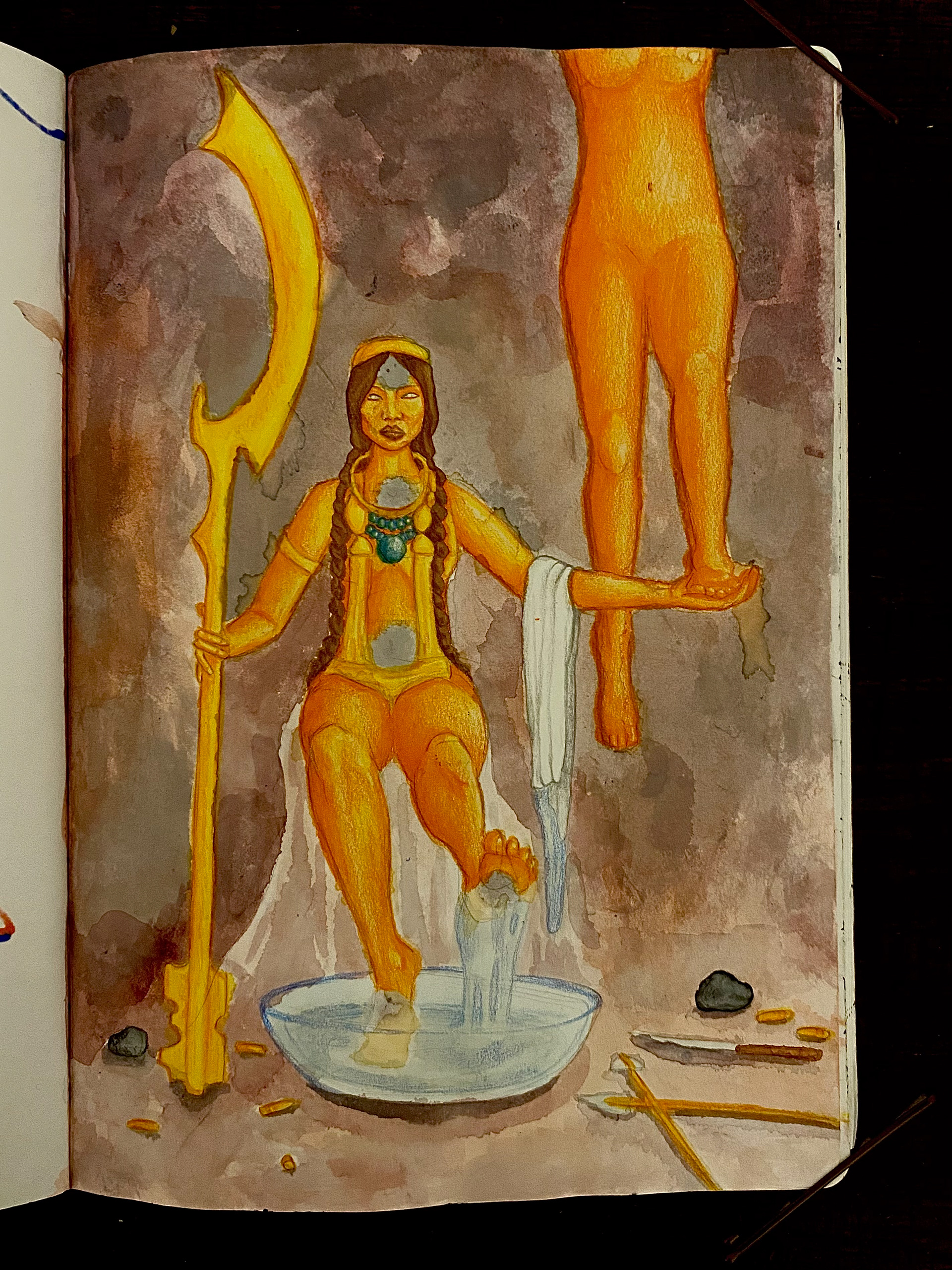 Watercolor and Colored Pencil on Paper