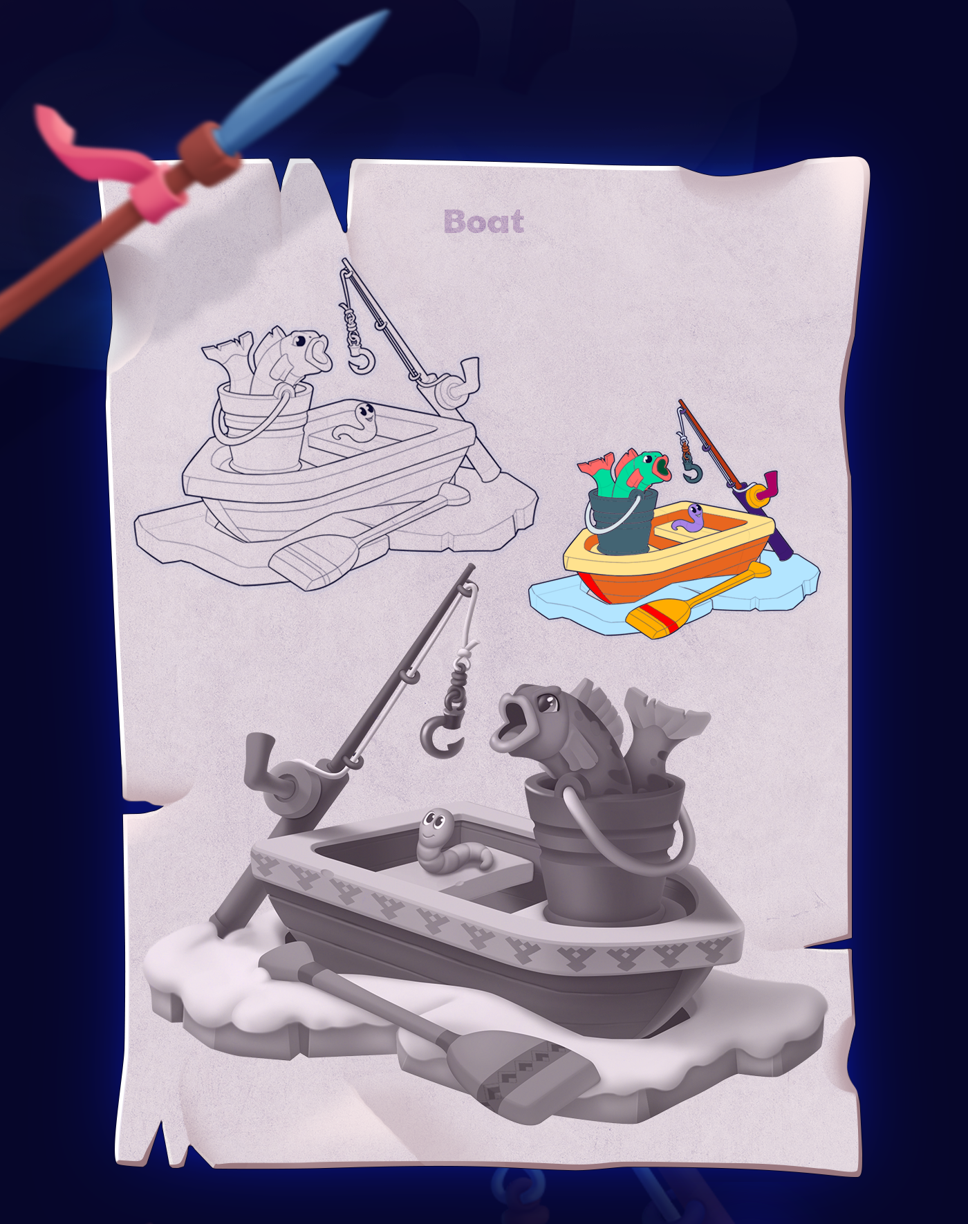 Sketch, color, bw render