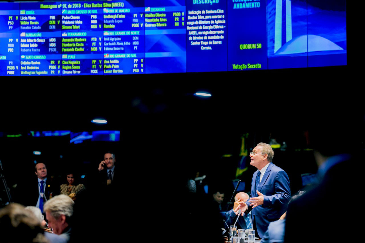 Senador Renan Calheiros (MDB-AL) durante sessão deliberativa.