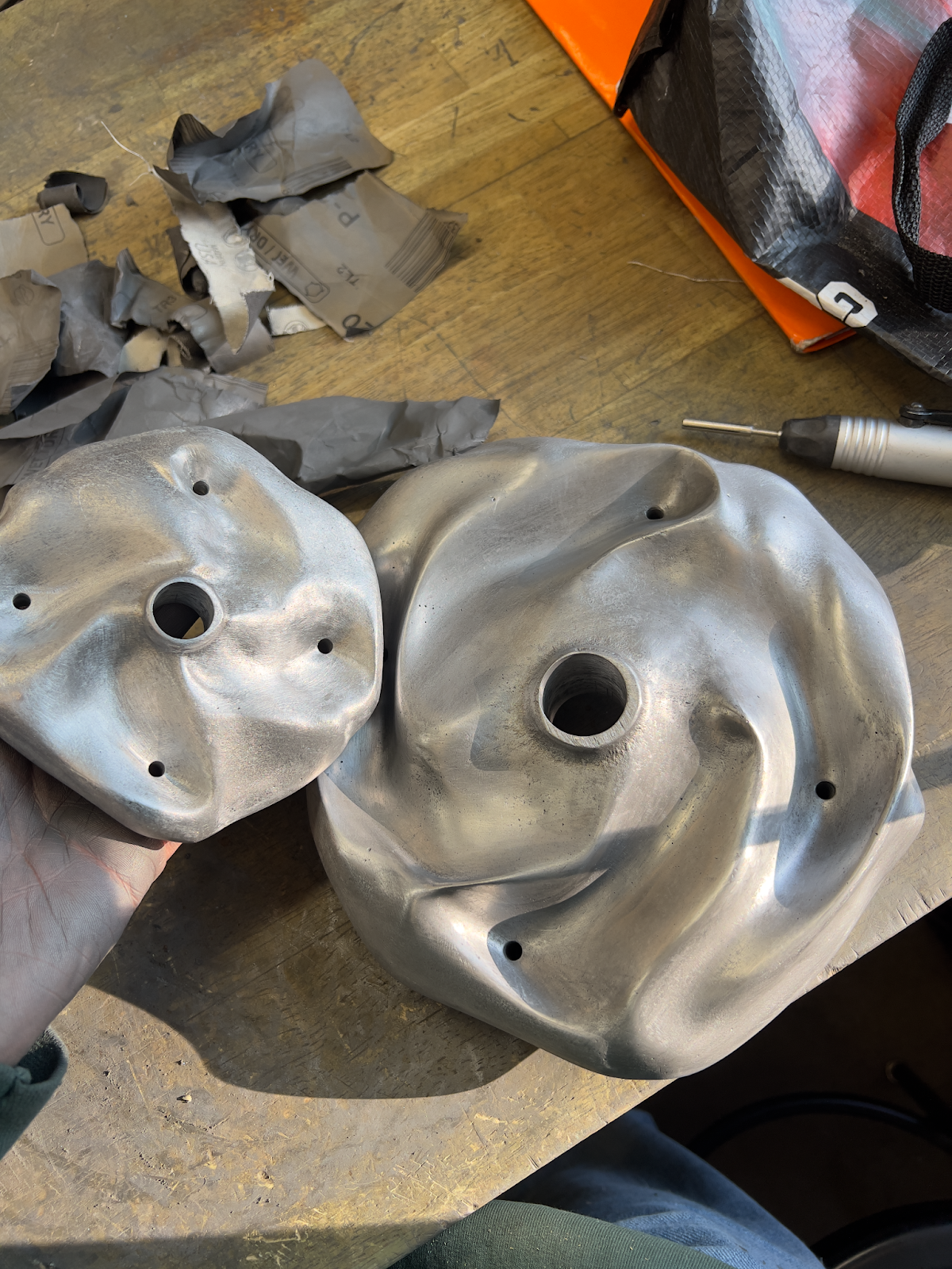 The two plates after initial sanding.