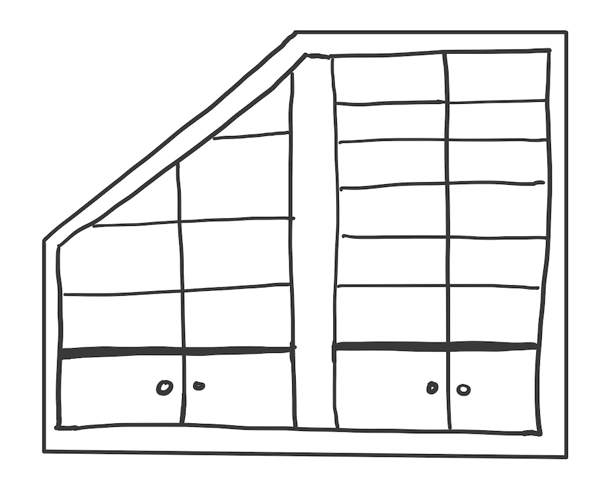 French doors with cabinets on the bottom